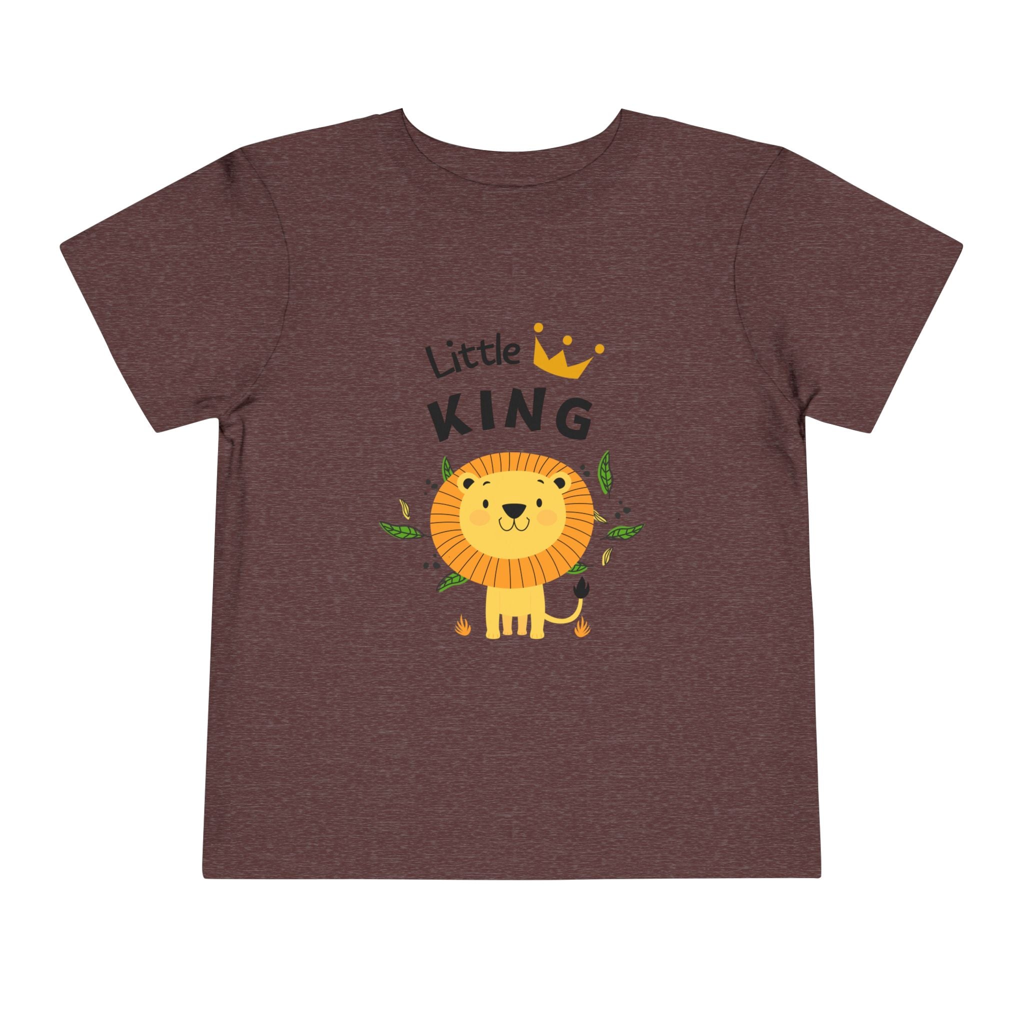 Children's t-shirt with a lion graphic and 'Little King' text on a white background