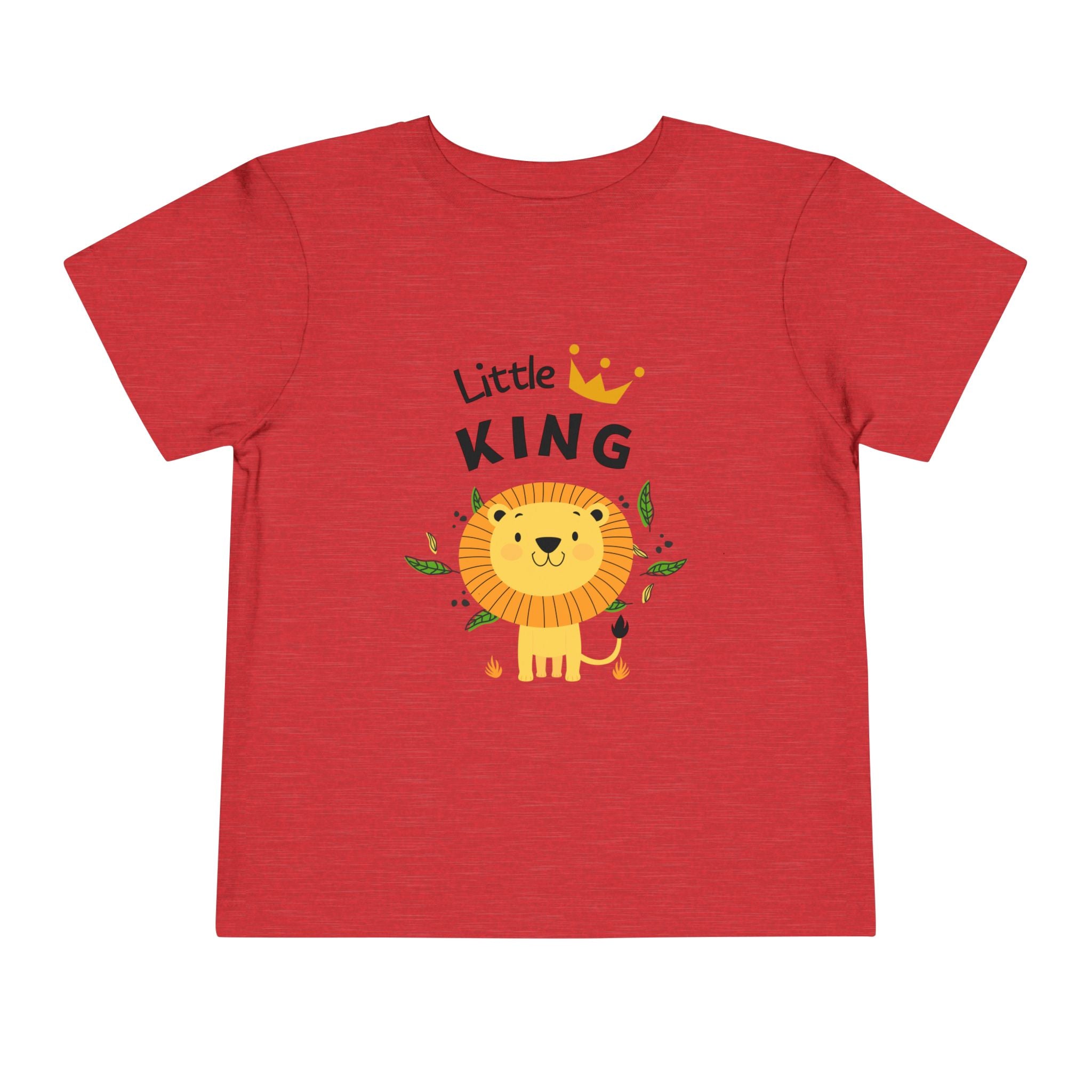 Red t-shirt with a lion graphic and 'Little King' text on a white background