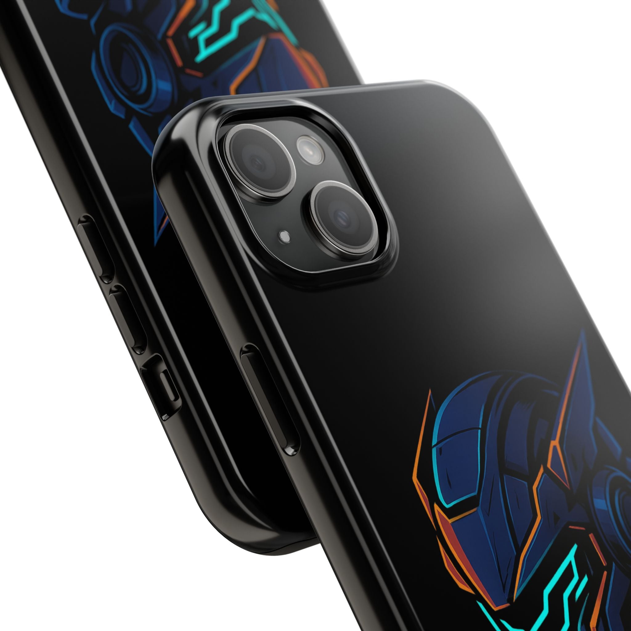 Cyberpunk Helmet iPhone Case – Futuristic Neon Tough Phone Cover