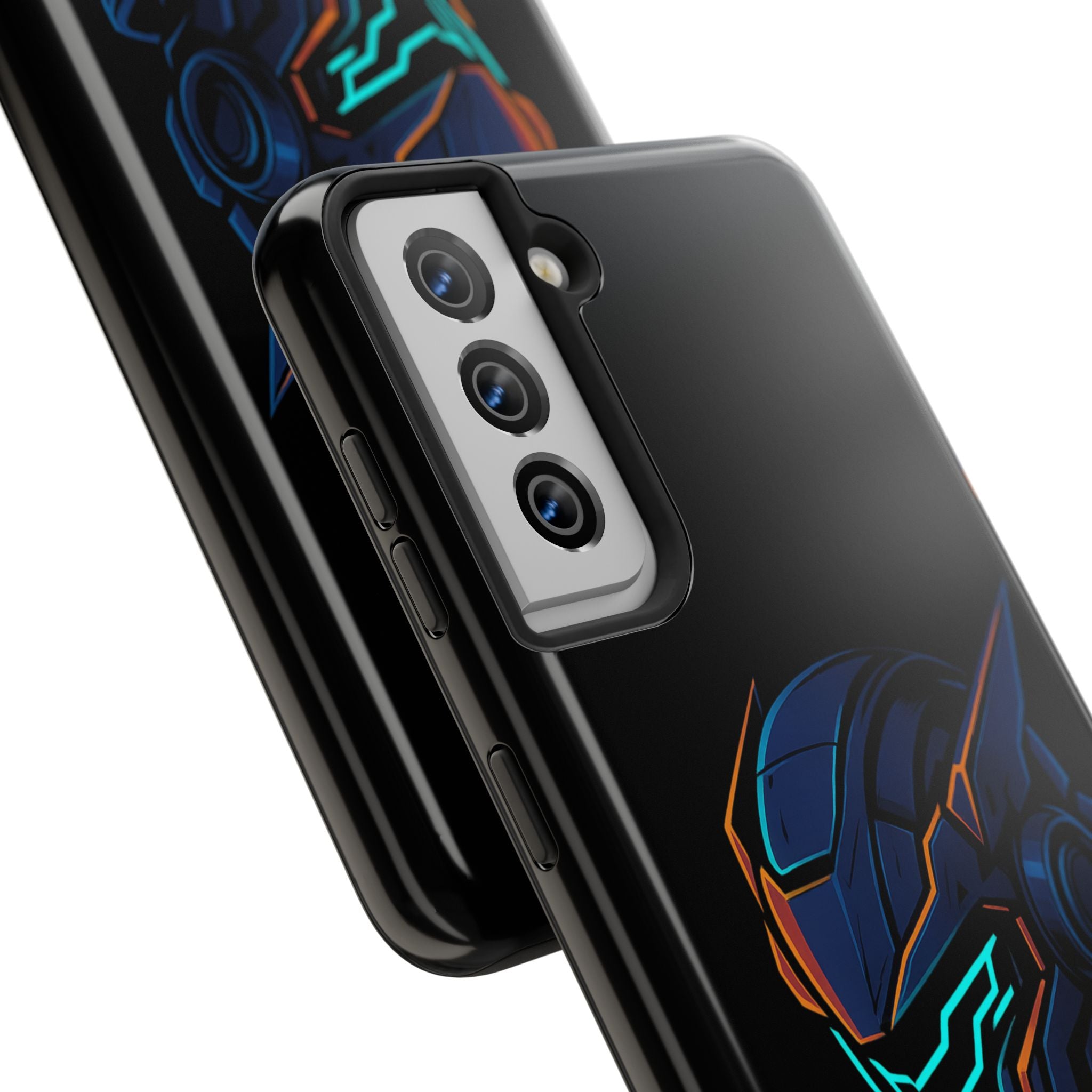Cyberpunk Helmet iPhone Case – Futuristic Neon Tough Phone Cover