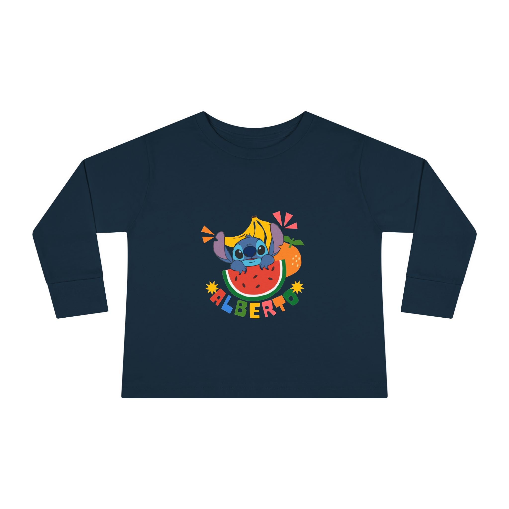 Stitch Fruit Splash Kids Tee – Personalized "ALBERTO" Shirt