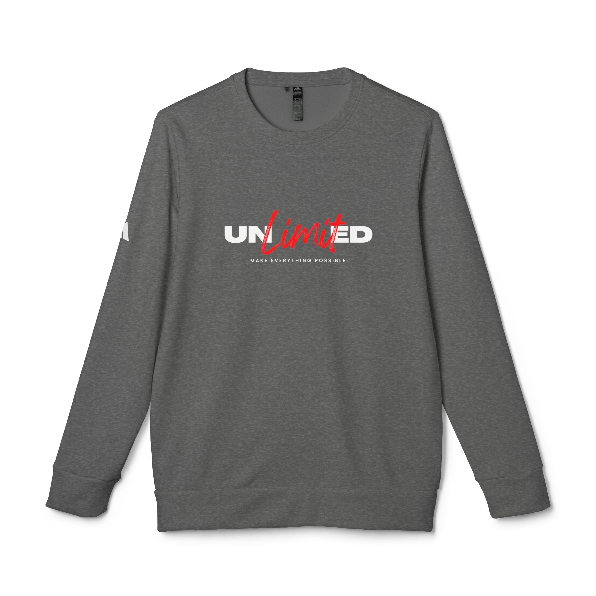 Unlimited Crewneck Sweatshirt — Bold Red Script Motivational Graphic Women's