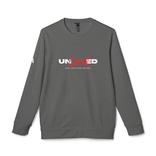 Copy of Unlimited Crewneck Sweatshirt — Bold Red Script Motivational Graphic Male