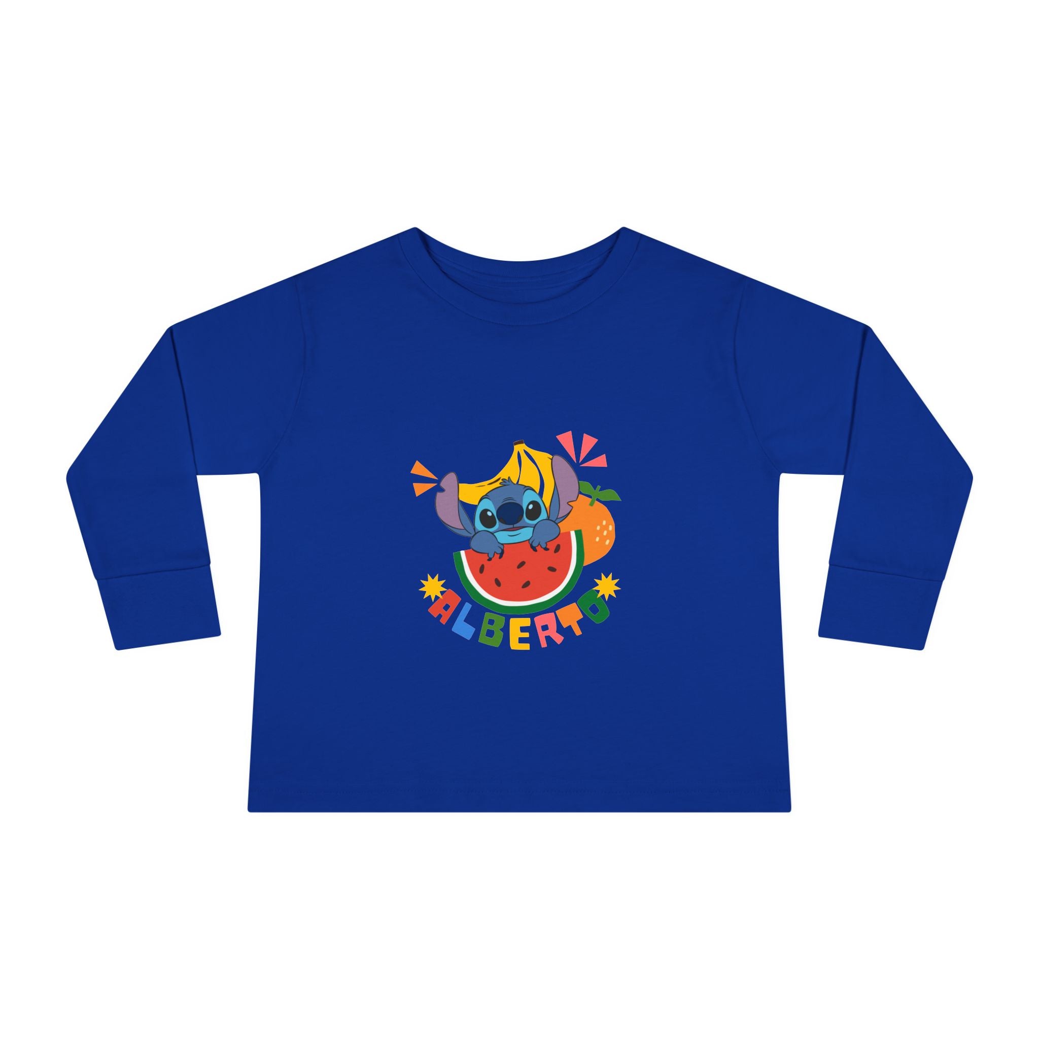 Stitch Fruit Splash Kids Tee – Personalized "ALBERTO" Shirt