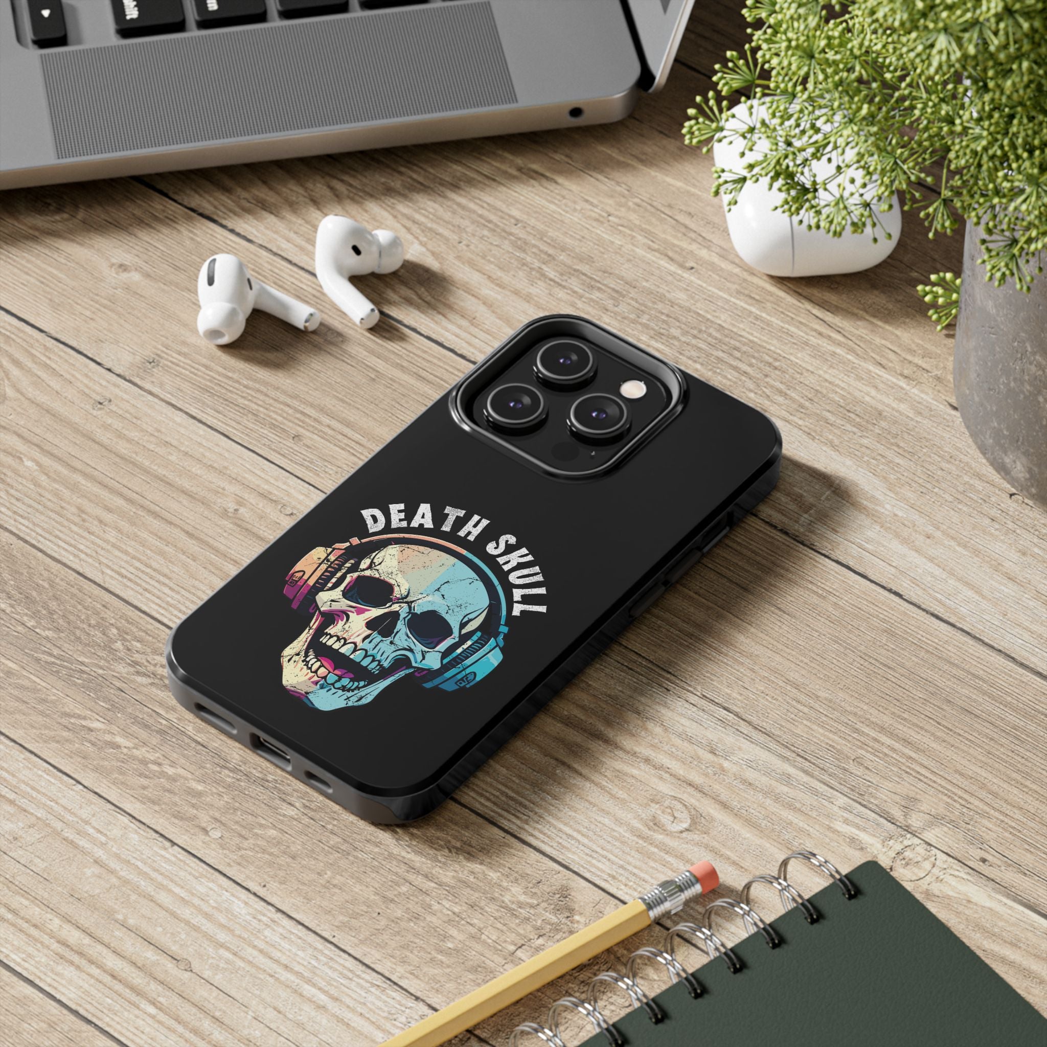 Death Skull iPhone & Samsung Case – Skull Headphones Tough Phone Cover