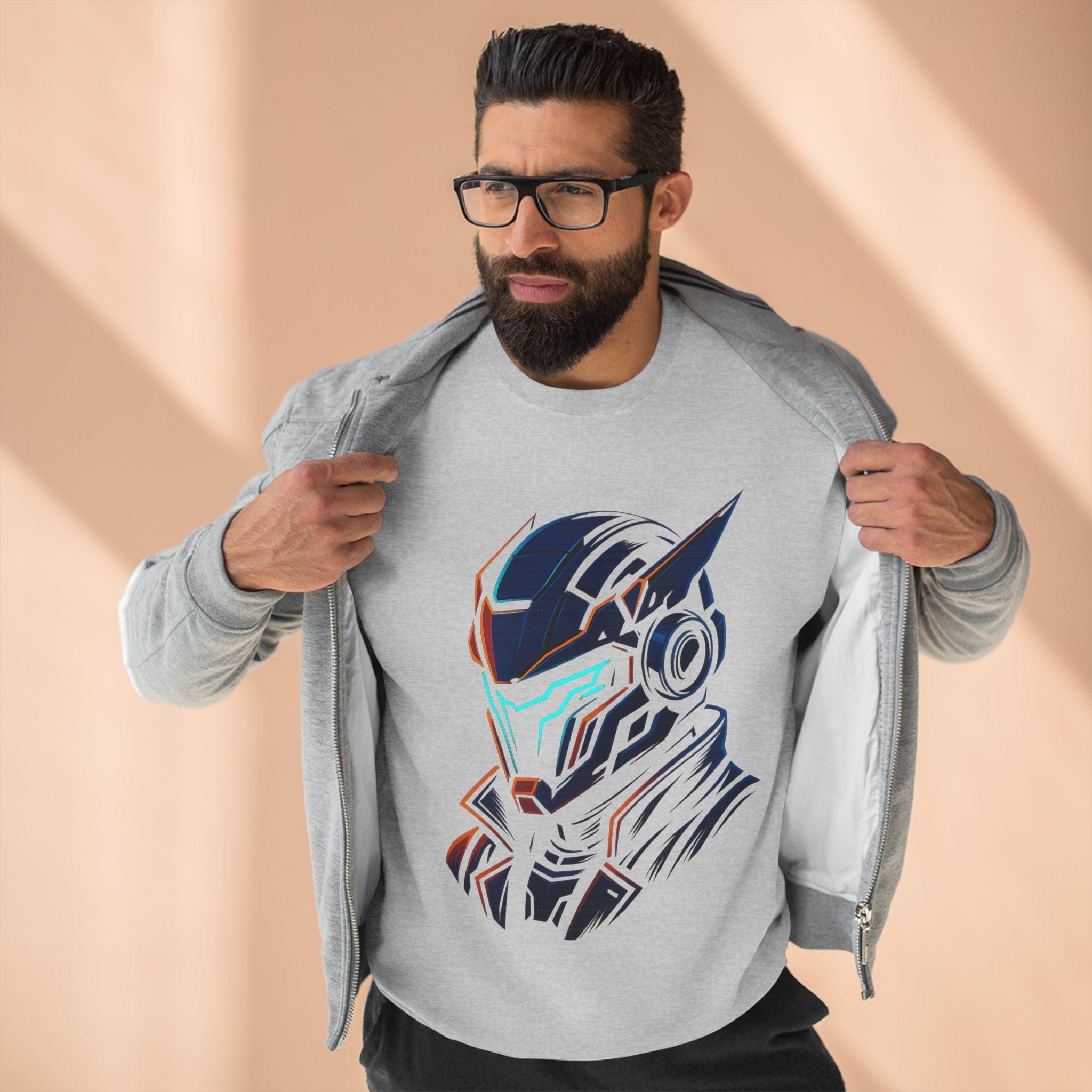 Cyberpunk Samurai Helmet Neon T-Shirt – Futuristic Anime Streetwear