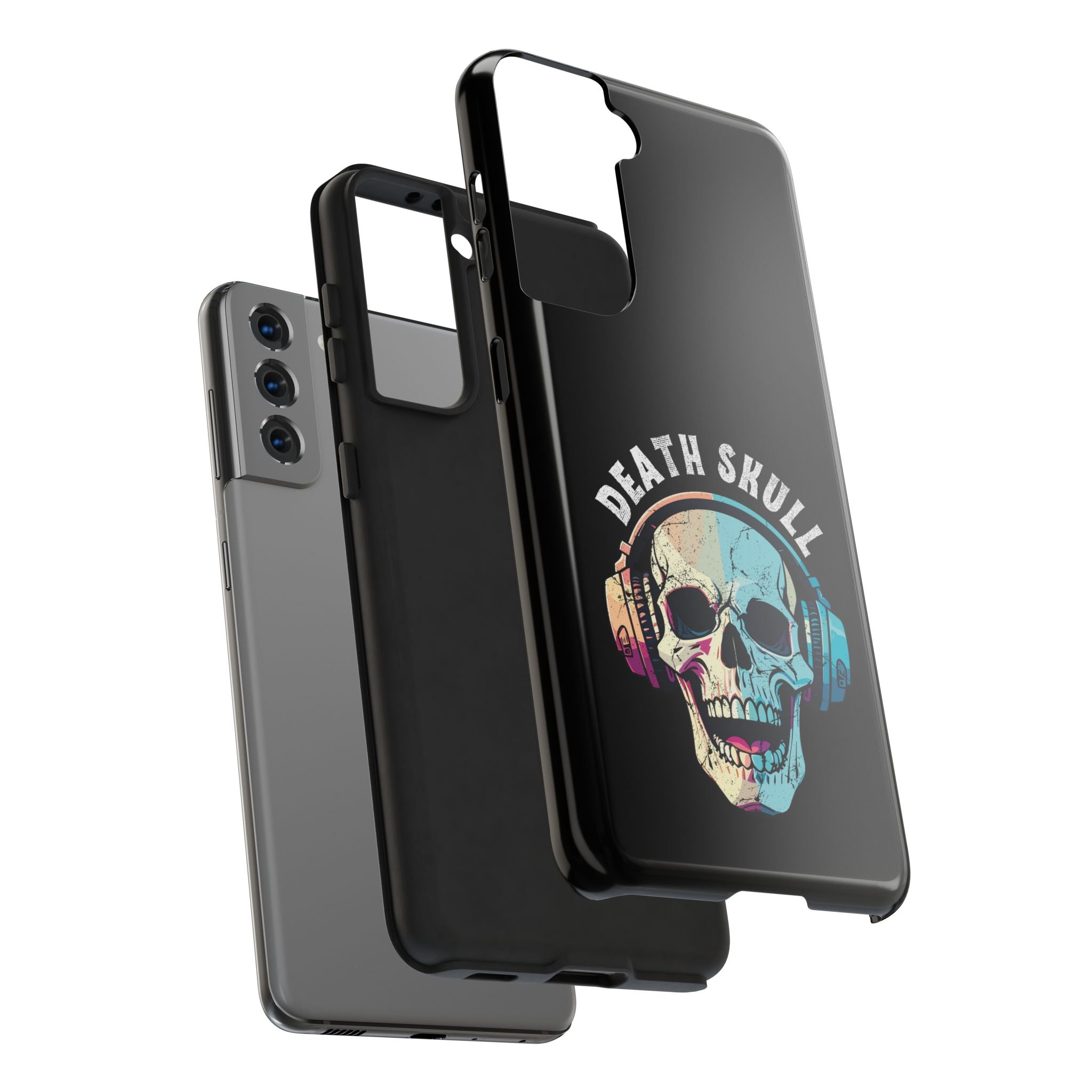Death Skull iPhone & Samsung Case – Skull Headphones Tough Phone Cover