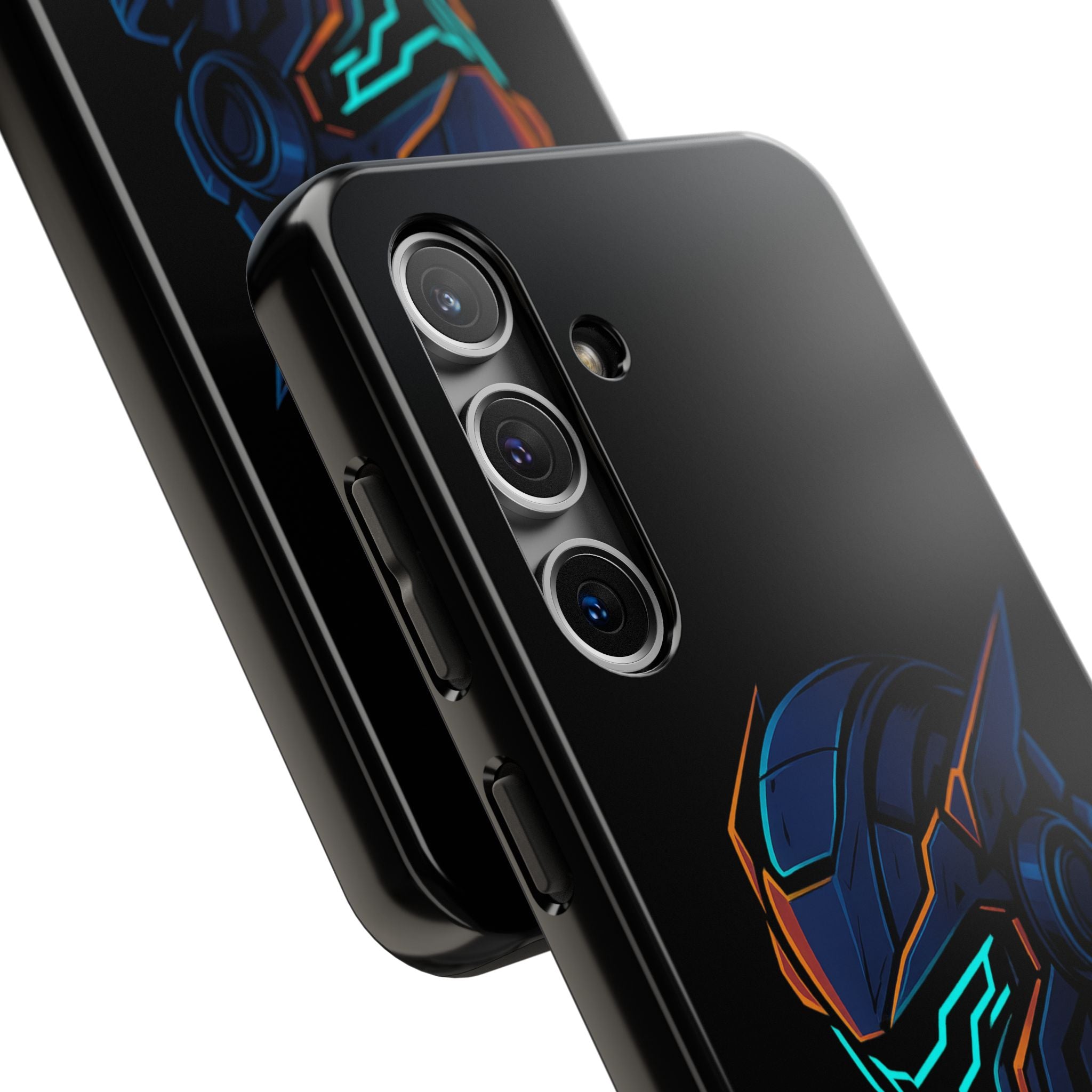 Cyberpunk Helmet iPhone Case – Futuristic Neon Tough Phone Cover