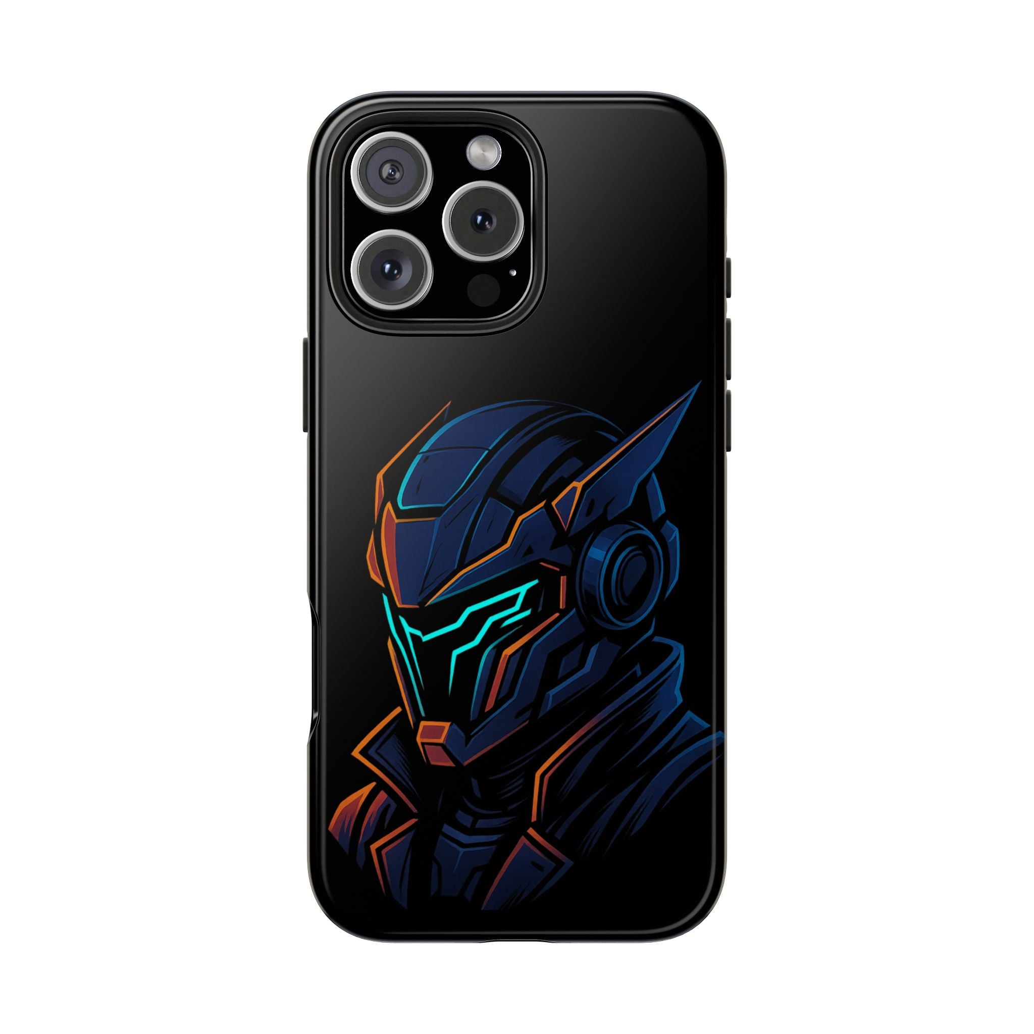 Cyberpunk Helmet iPhone Case – Futuristic Neon Tough Phone Cover