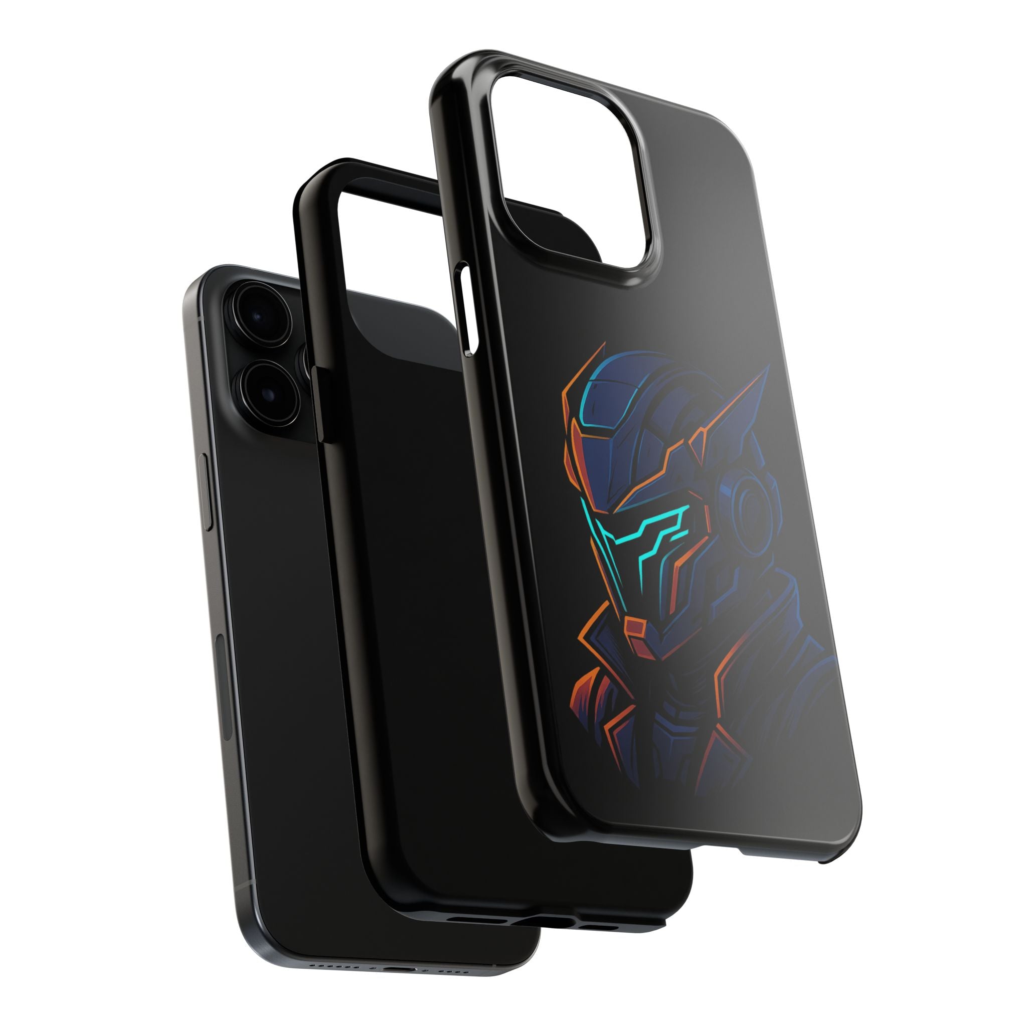Cyberpunk Helmet iPhone Case – Futuristic Neon Tough Phone Cover