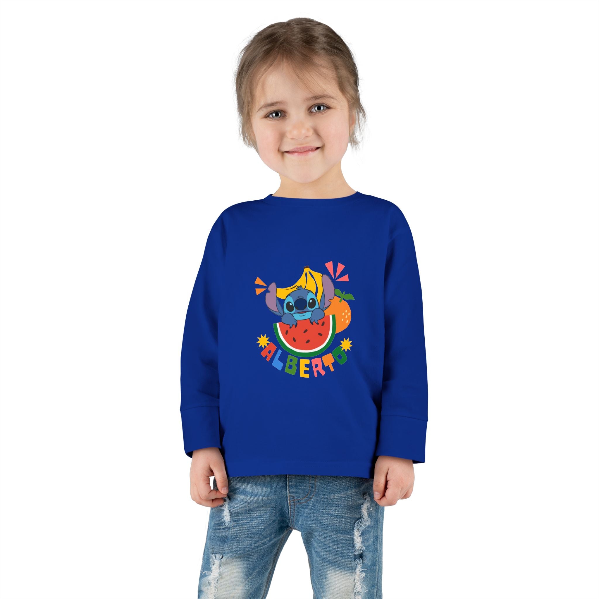 Stitch Fruit Splash Kids Tee – Personalized "ALBERTO" Shirt