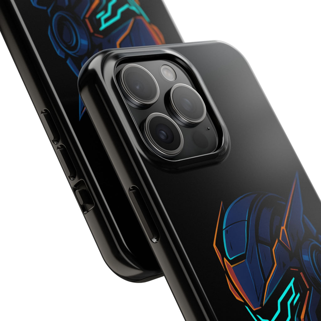 Cyberpunk Helmet iPhone Case – Futuristic Neon Tough Phone Cover
