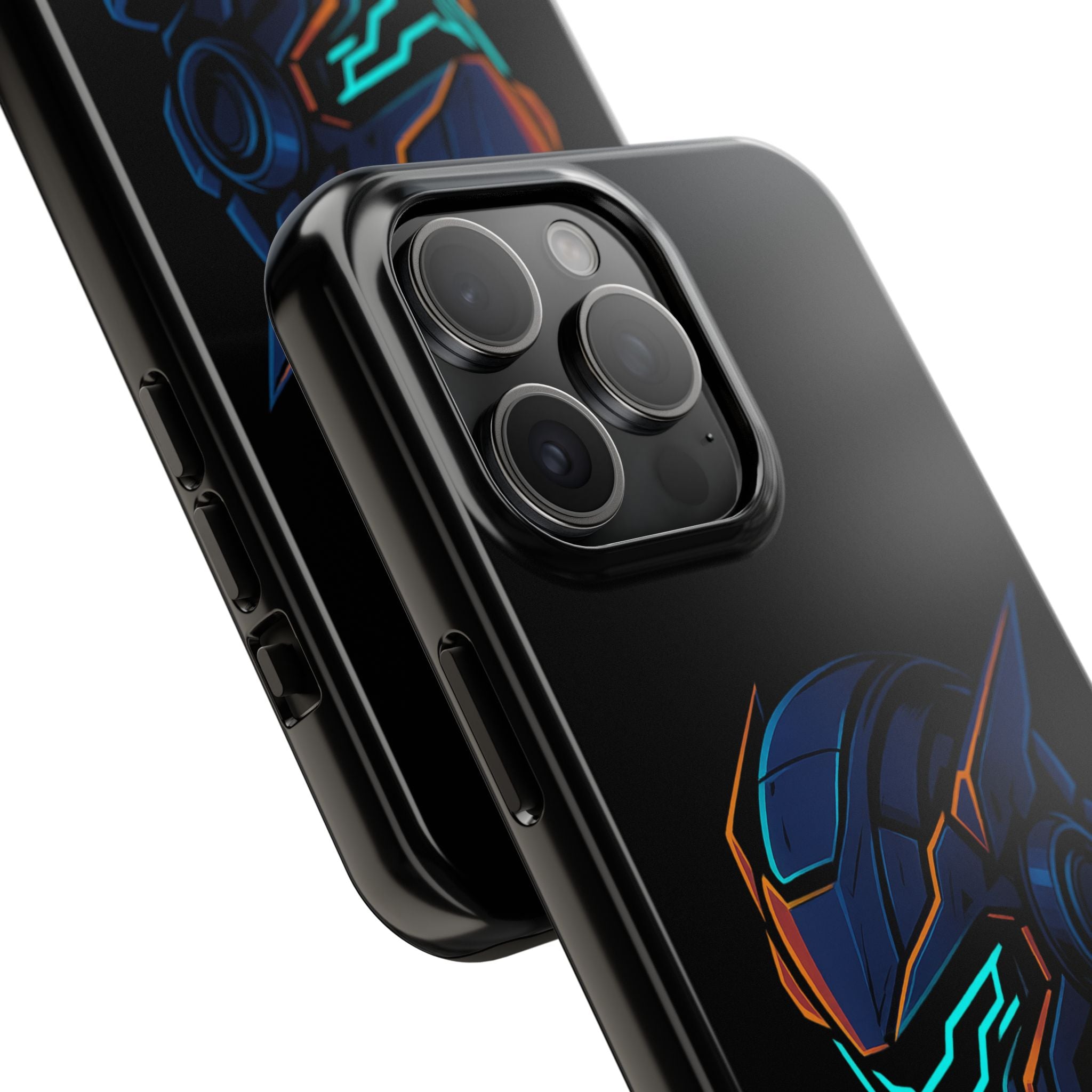 Cyberpunk Helmet iPhone Case – Futuristic Neon Tough Phone Cover