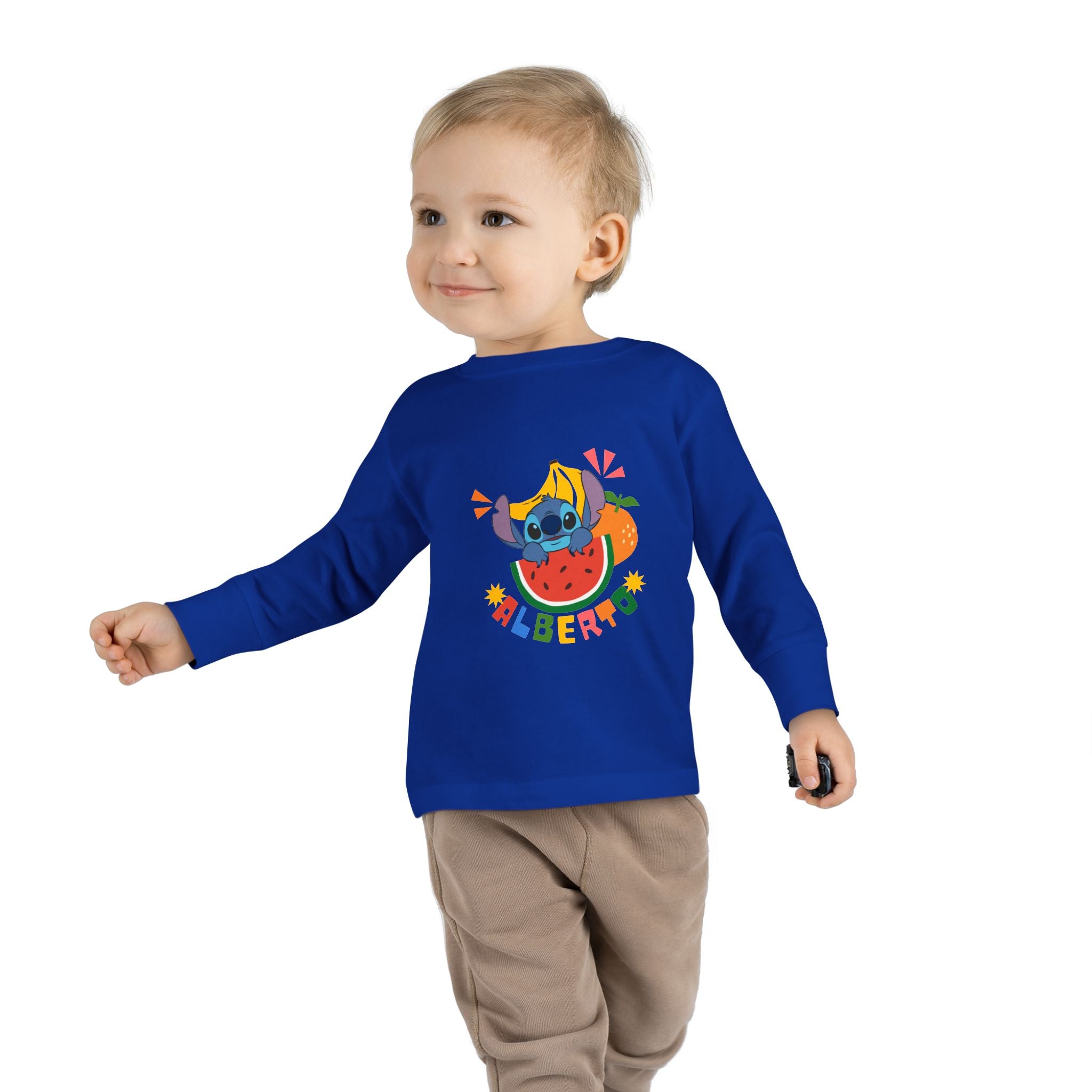 Stitch Fruit Splash Kids Tee – Personalized "ALBERTO" Shirt