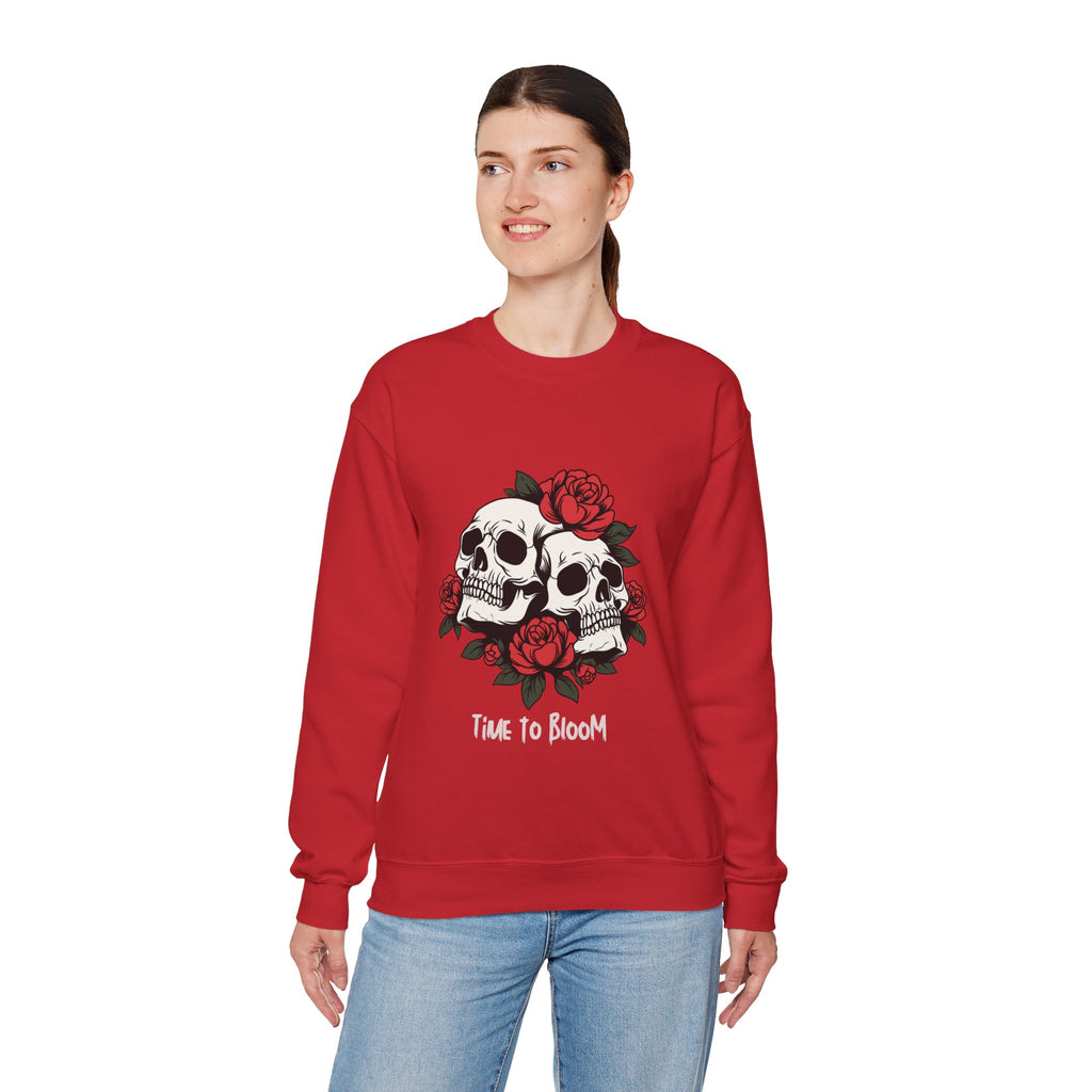 Time to Bloom Skull & Rose Sweatshirt – Gothic Floral T- Shirt