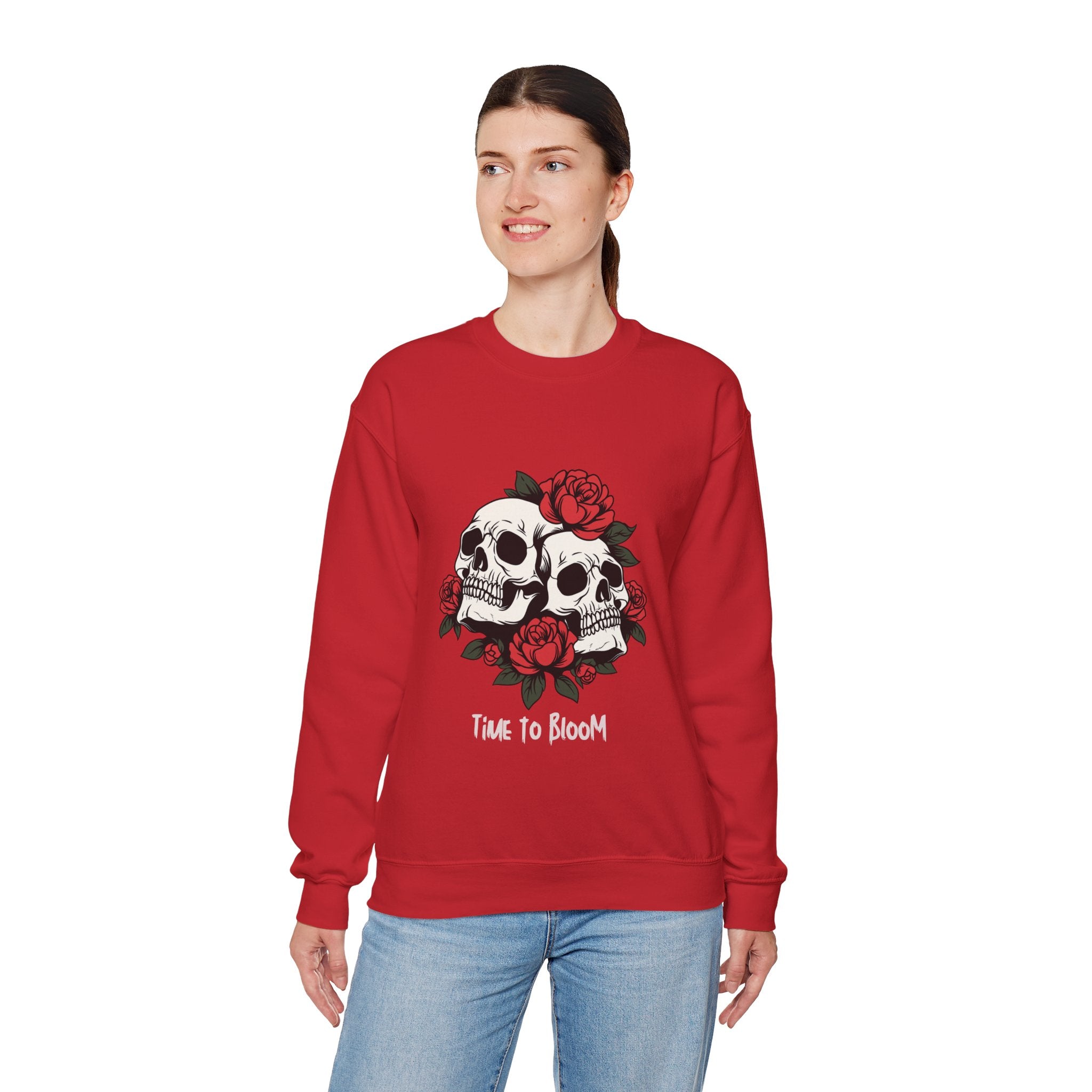 Time to Bloom Skull & Rose Sweatshirt – Gothic Floral T- Shirt
