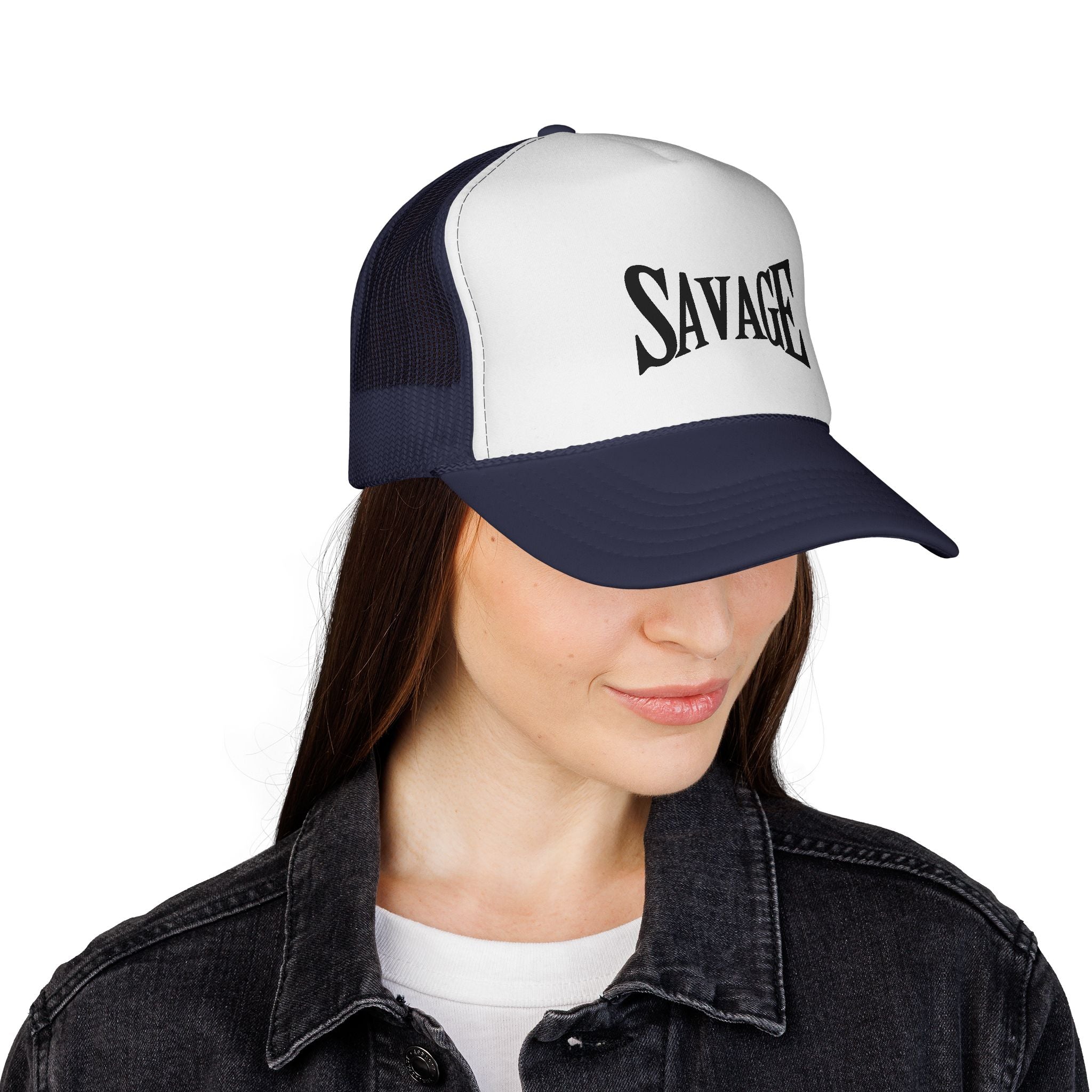Savage Trucker Cap – Bold Typography Streetwear Hat