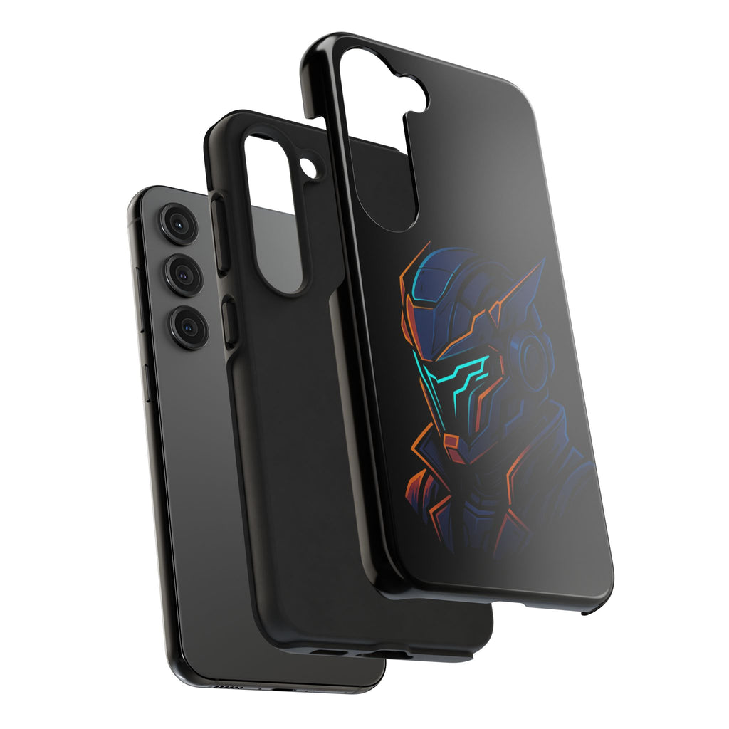 Cyberpunk Helmet iPhone Case – Futuristic Neon Tough Phone Cover