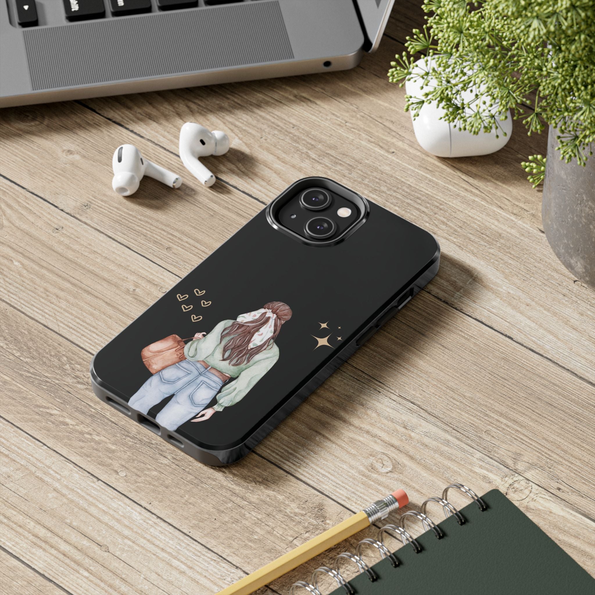 Trendy Girl iPhone Case – Fashion Illustration Tough Phone Cover
