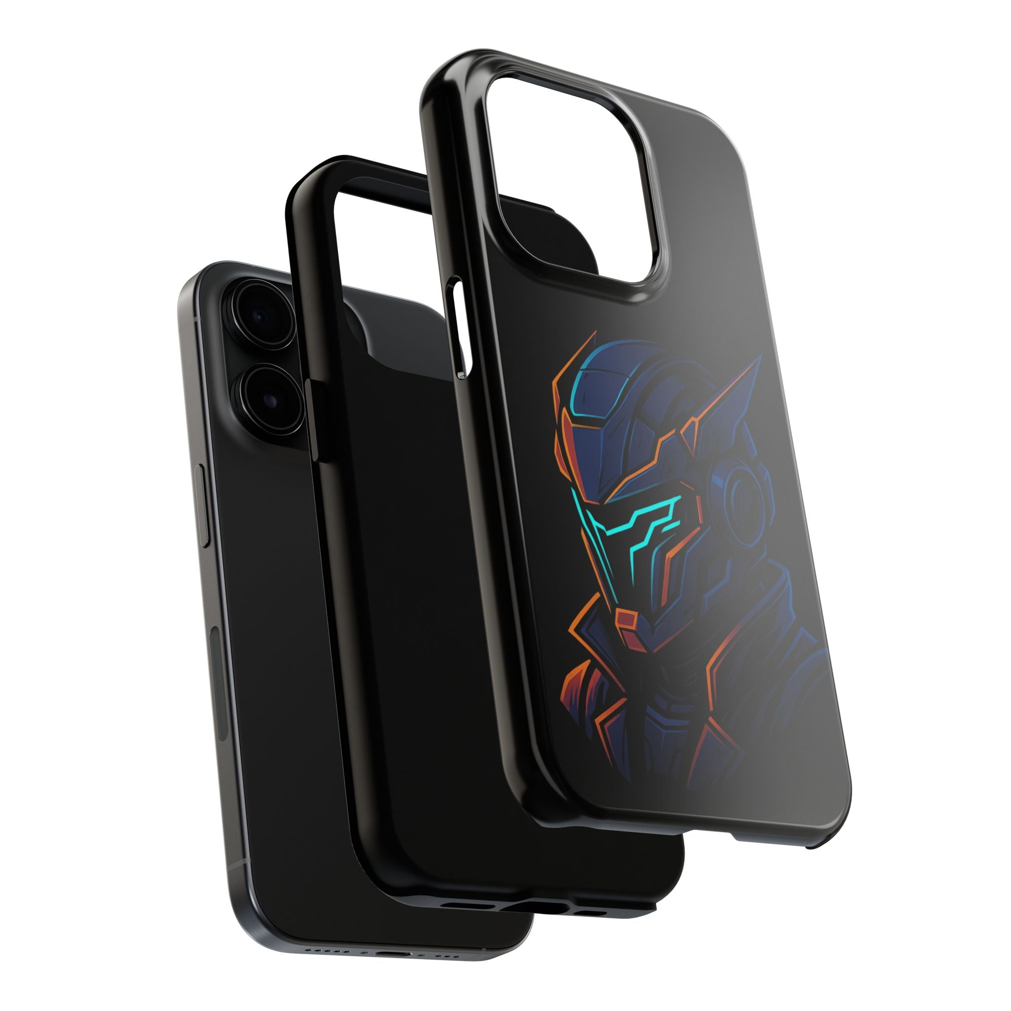 Cyberpunk Helmet iPhone Case – Futuristic Neon Tough Phone Cover