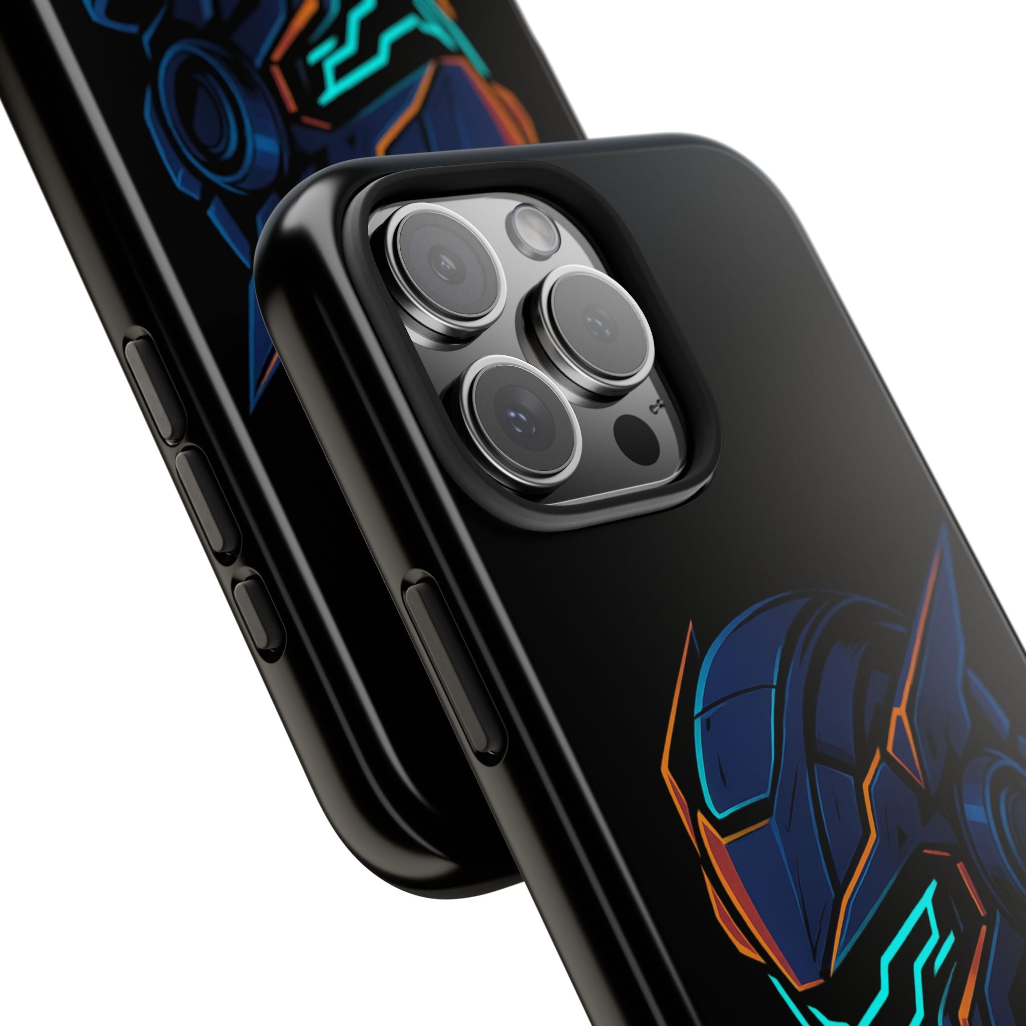 Cyberpunk Helmet iPhone Case – Futuristic Neon Tough Phone Cover