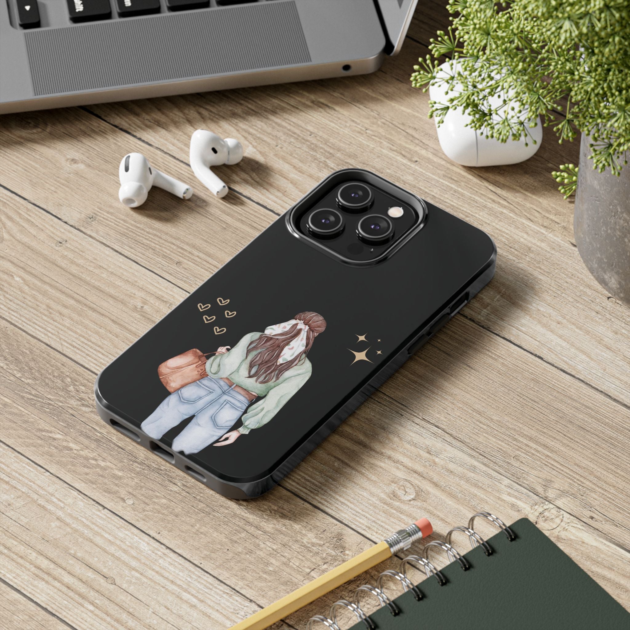 Trendy Girl iPhone Case – Fashion Illustration Tough Phone Cover