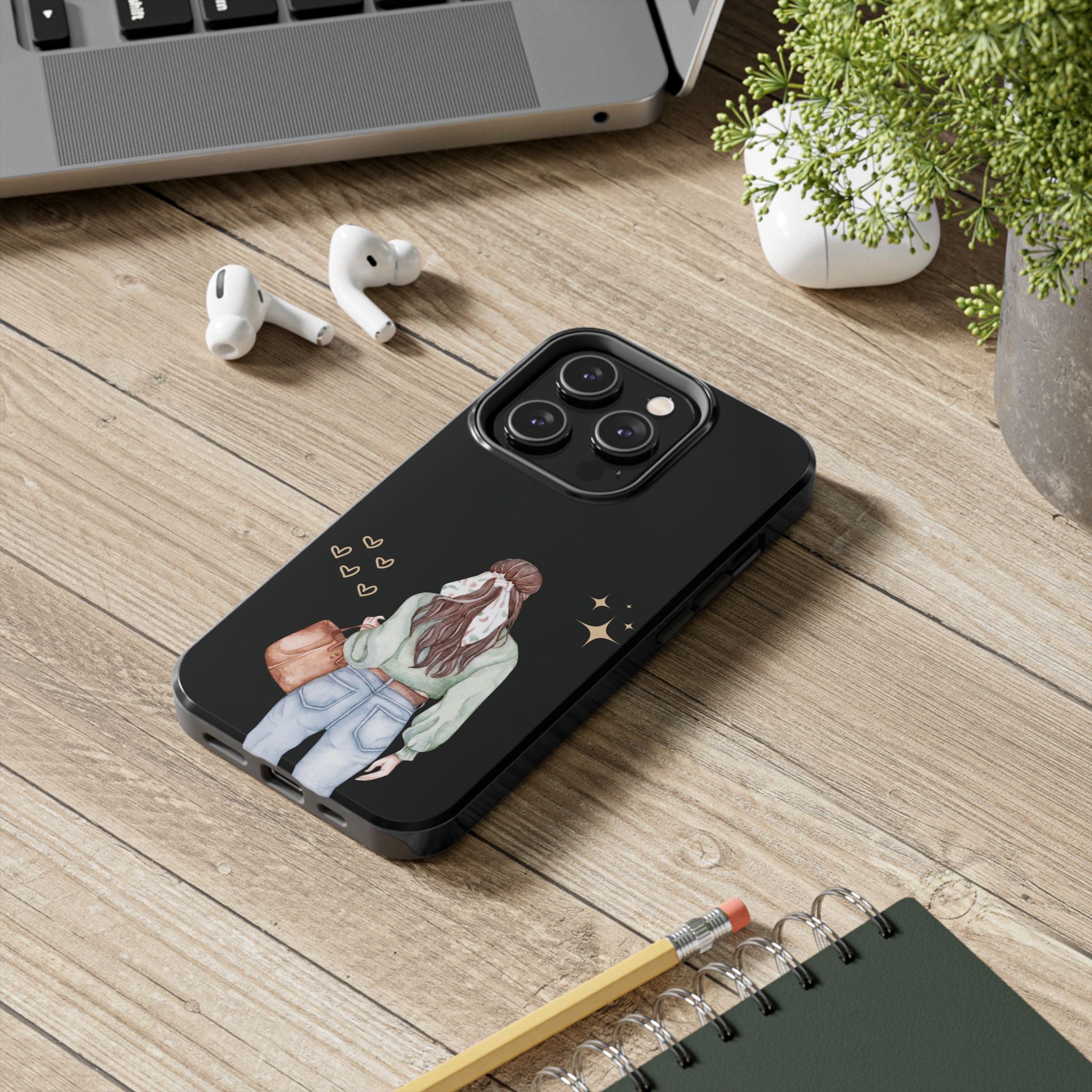 Trendy Girl iPhone Case – Fashion Illustration Tough Phone Cover