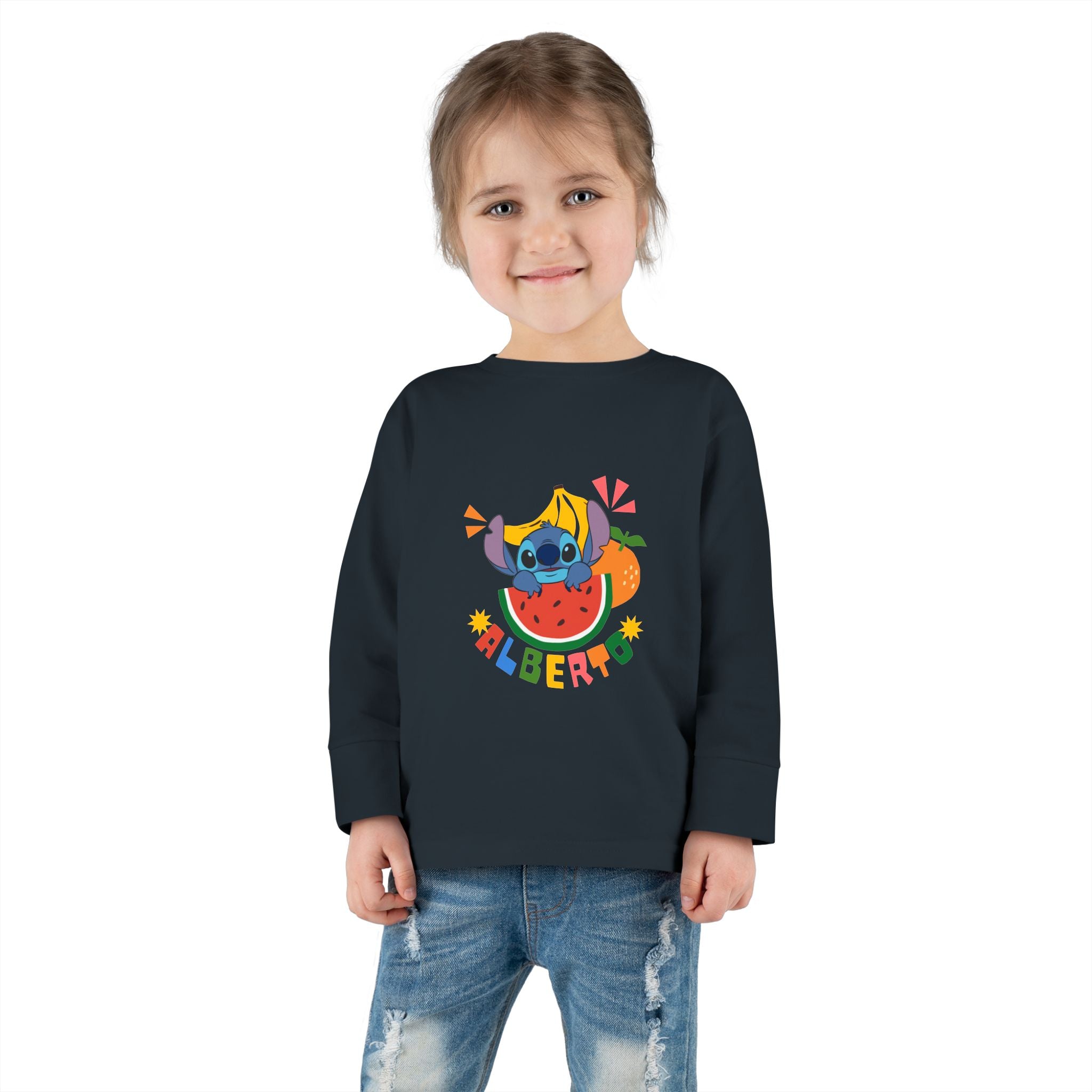 Stitch Fruit Splash Kids Tee – Personalized "ALBERTO" Shirt