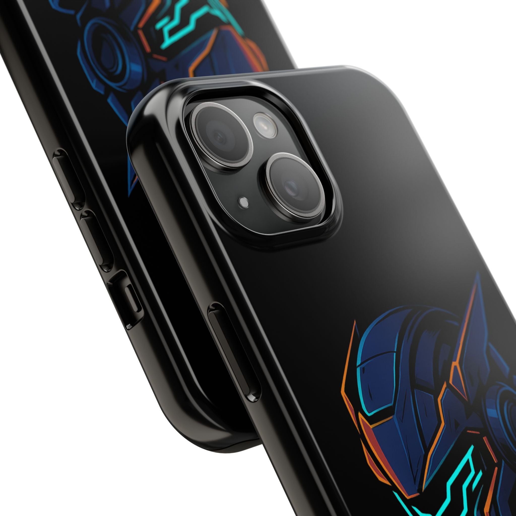 Cyberpunk Helmet iPhone Case – Futuristic Neon Tough Phone Cover