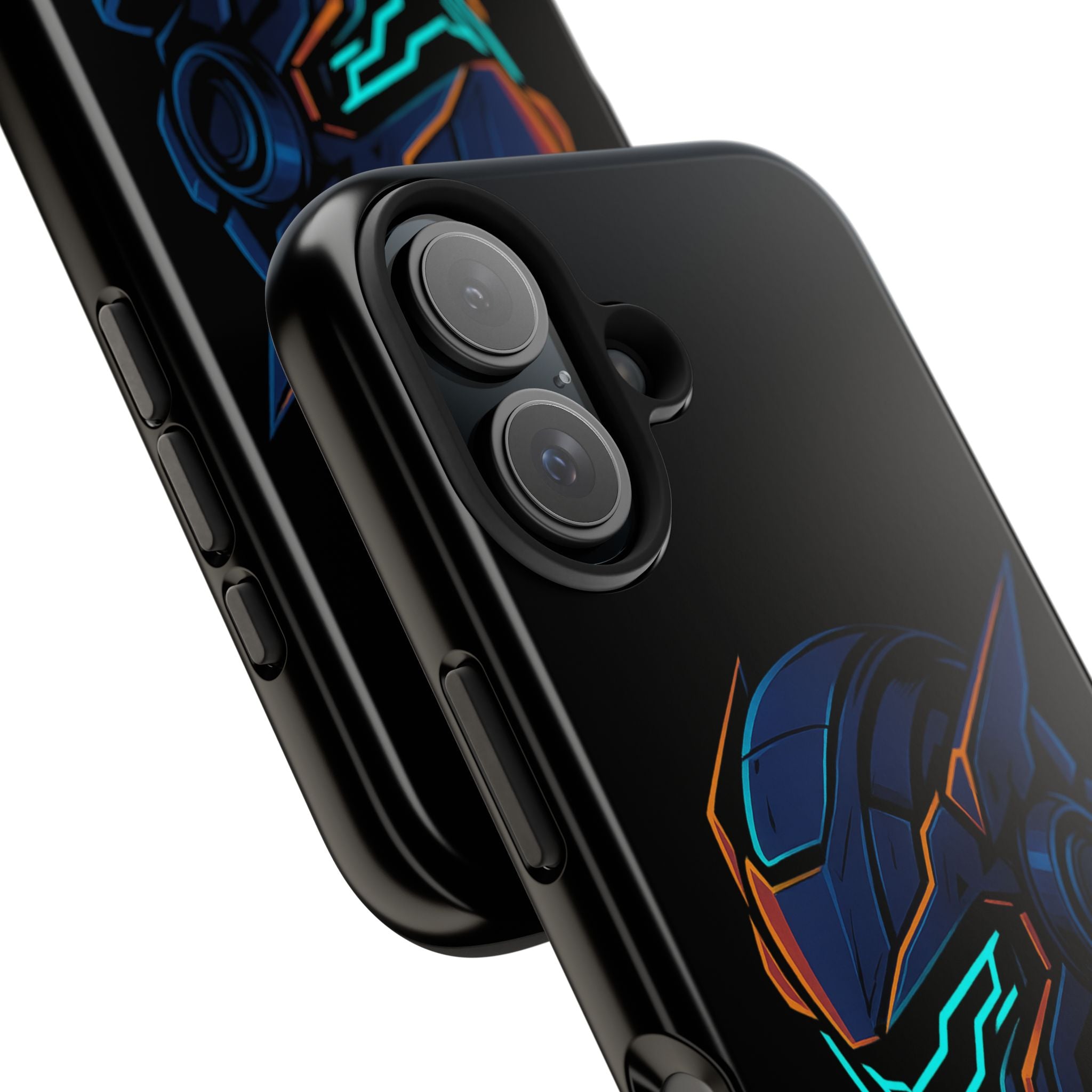 Cyberpunk Helmet iPhone Case – Futuristic Neon Tough Phone Cover