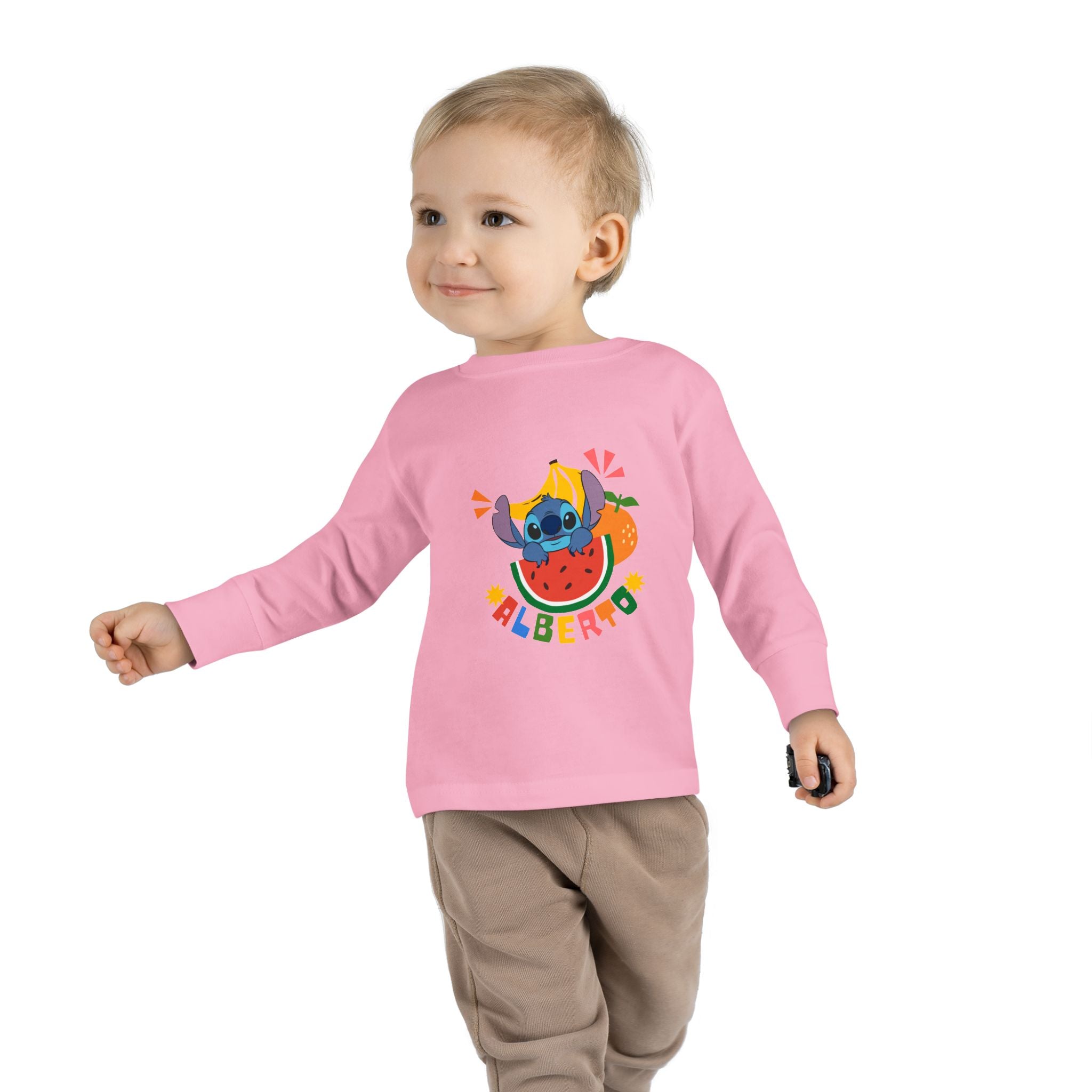 Stitch Fruit Splash Kids Tee – Personalized "ALBERTO" Shirt