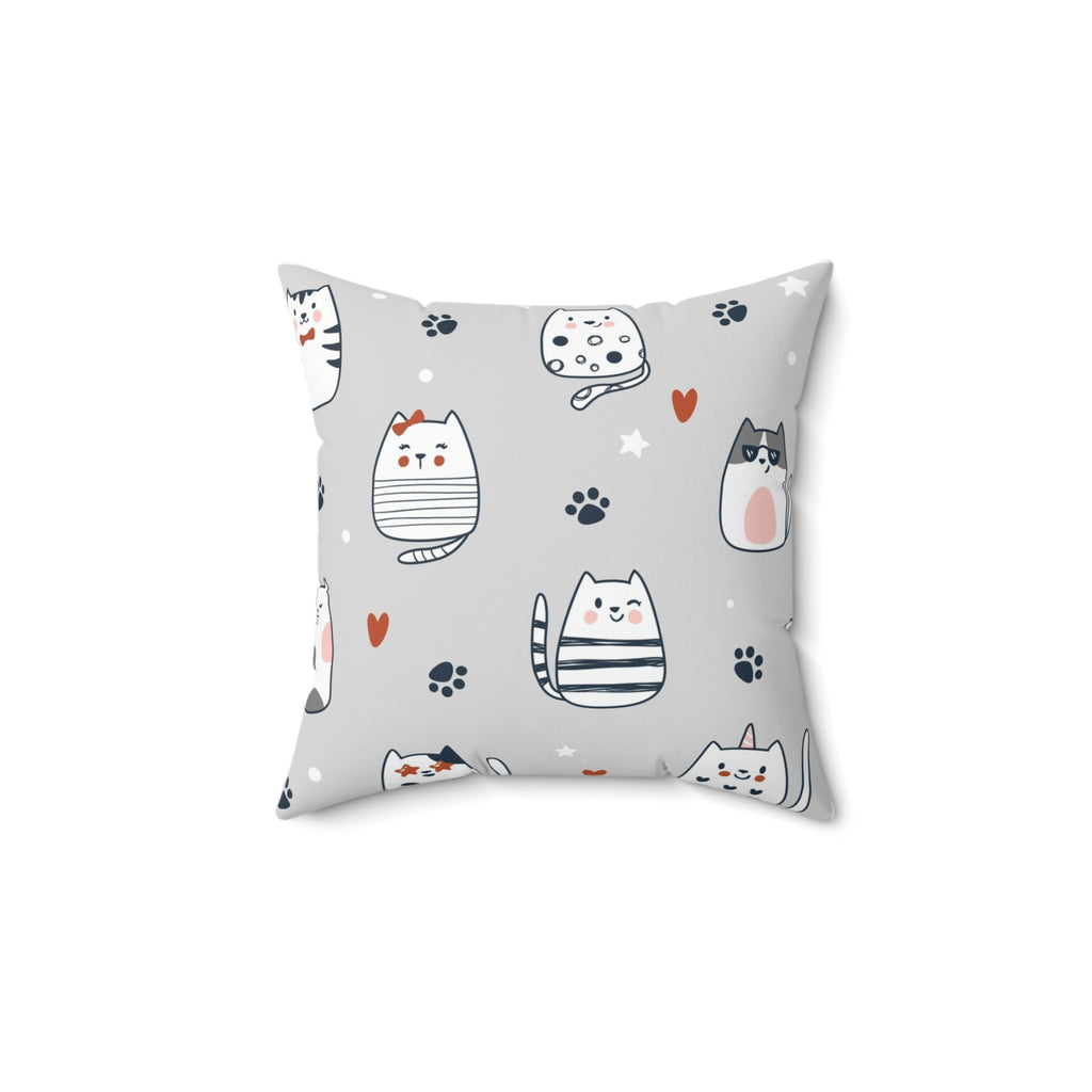 Decorative pillow with cat pattern on a gray background