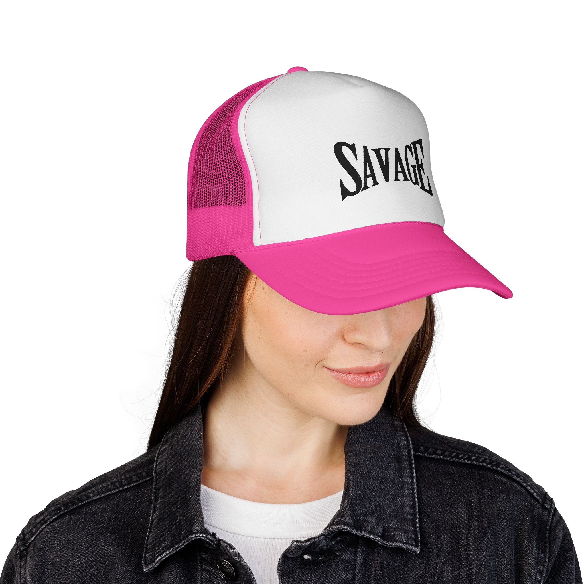 Savage Trucker Cap – Bold Typography Streetwear Hat