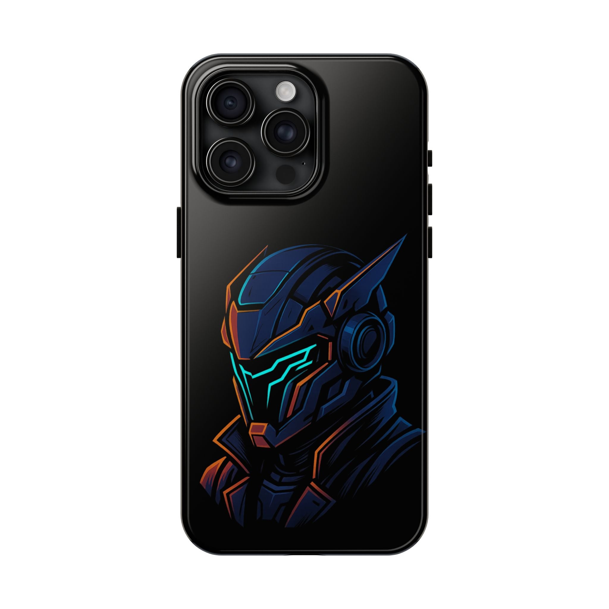 Cyberpunk Helmet iPhone Case – Futuristic Neon Tough Phone Cover