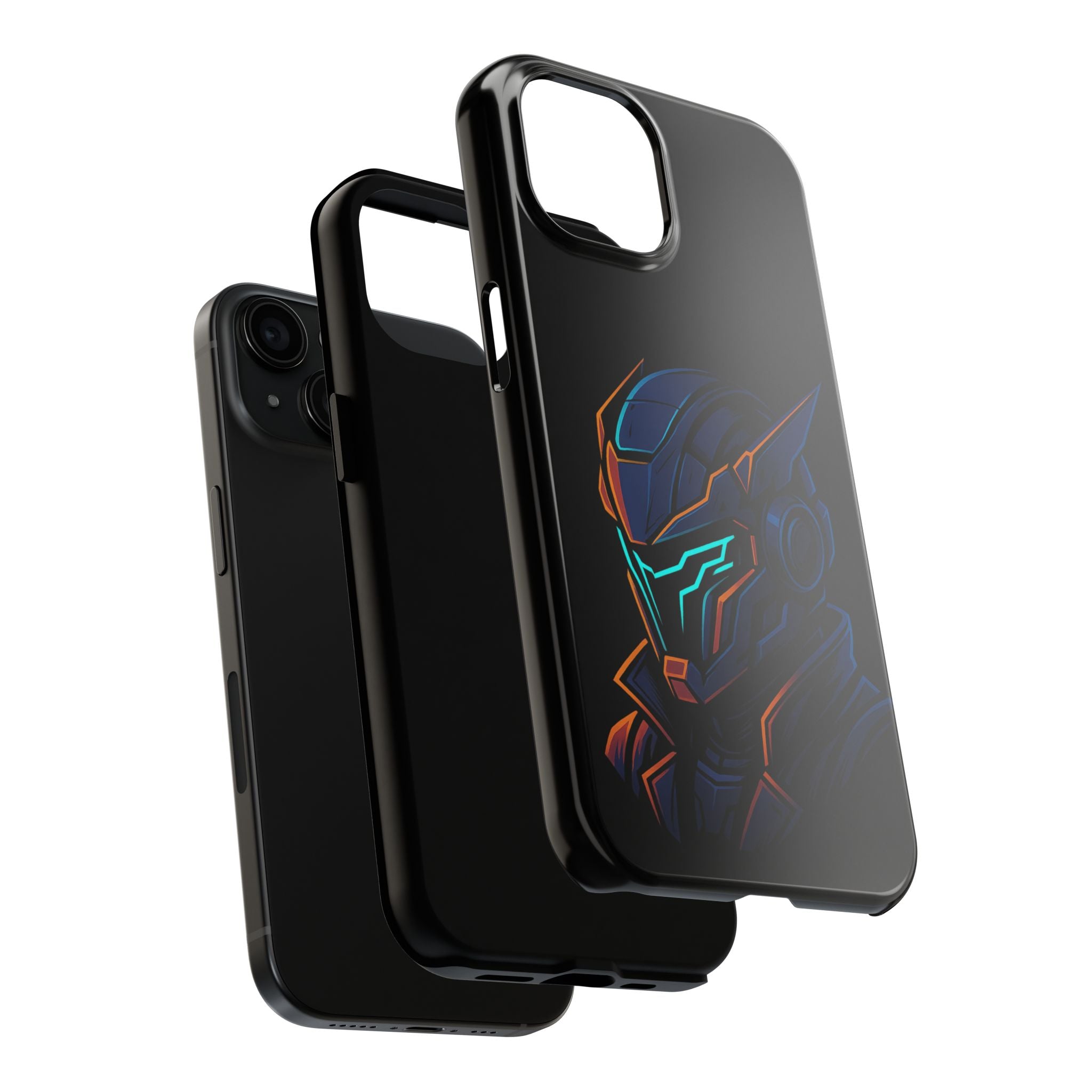 Cyberpunk Helmet iPhone Case – Futuristic Neon Tough Phone Cover