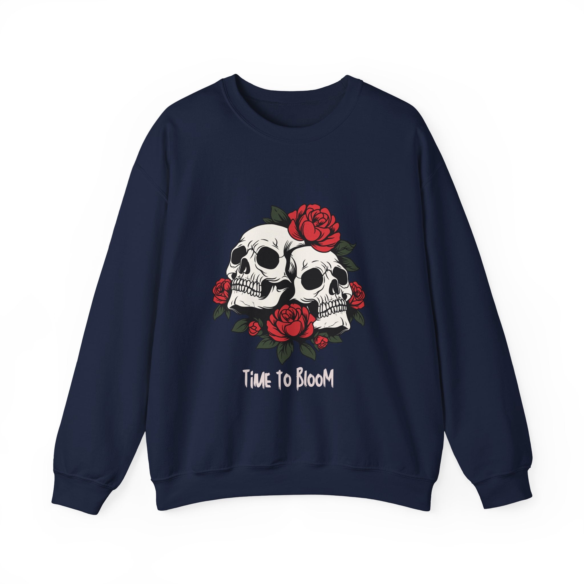 Time to Bloom Skull & Rose Sweatshirt – Gothic Floral T- Shirt