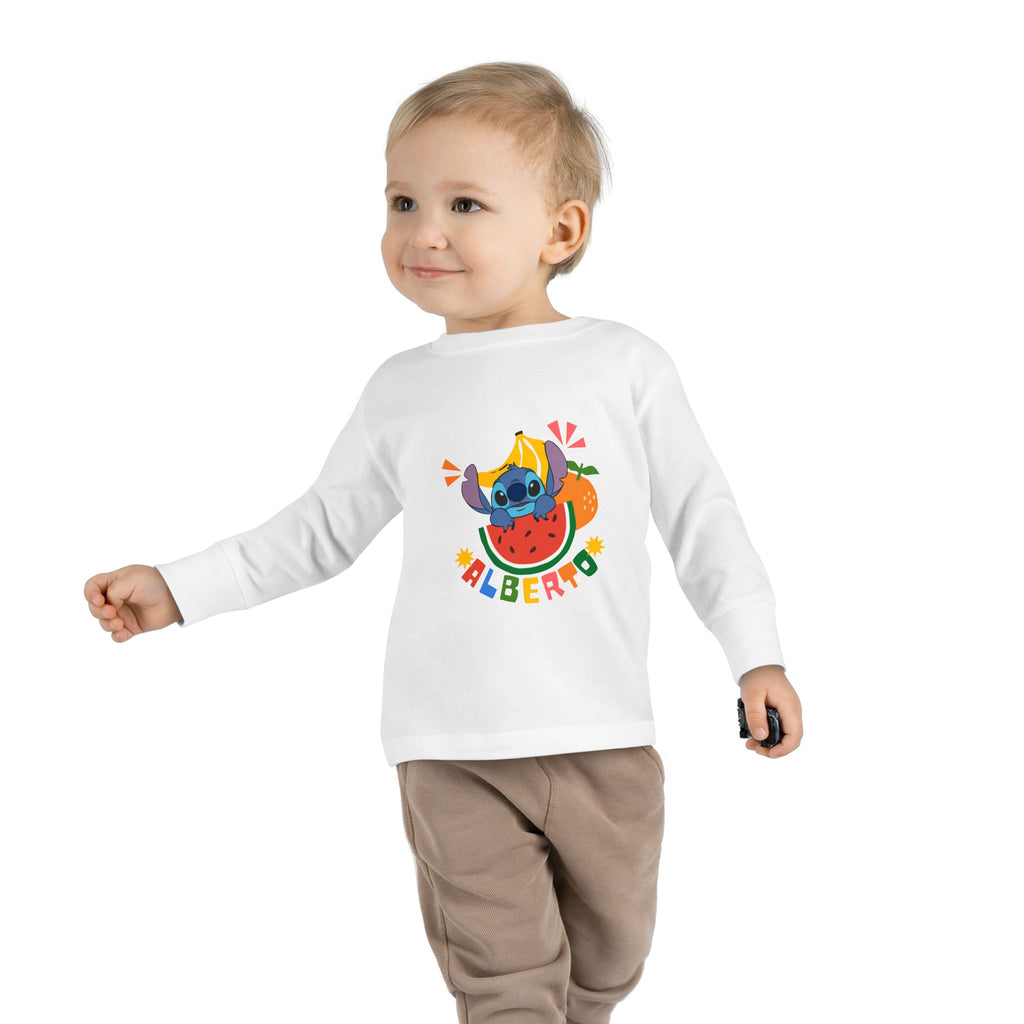Stitch Fruit Splash Kids Tee – Personalized "ALBERTO" Shirt