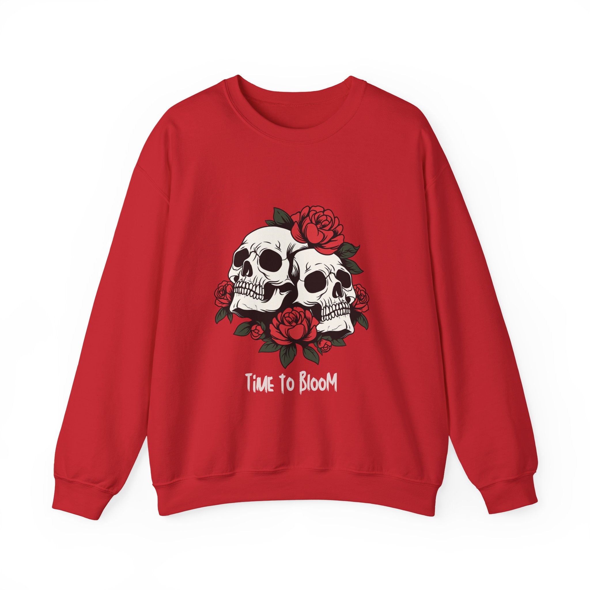 Time to Bloom Skull & Rose Sweatshirt – Gothic Floral Women's T- Shirt