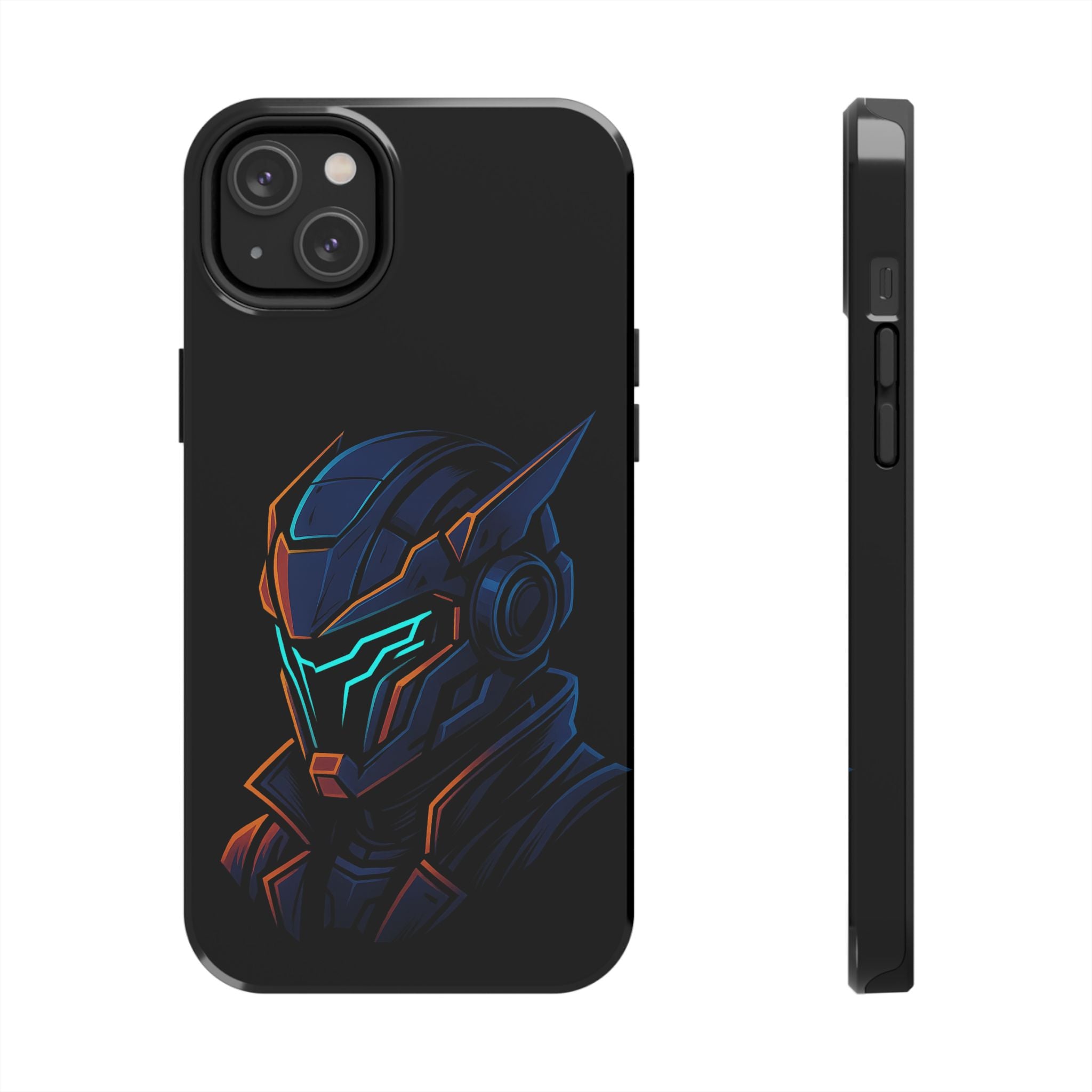 Cyberpunk Helmet iPhone Case – Futuristic Neon Tough Phone Cover