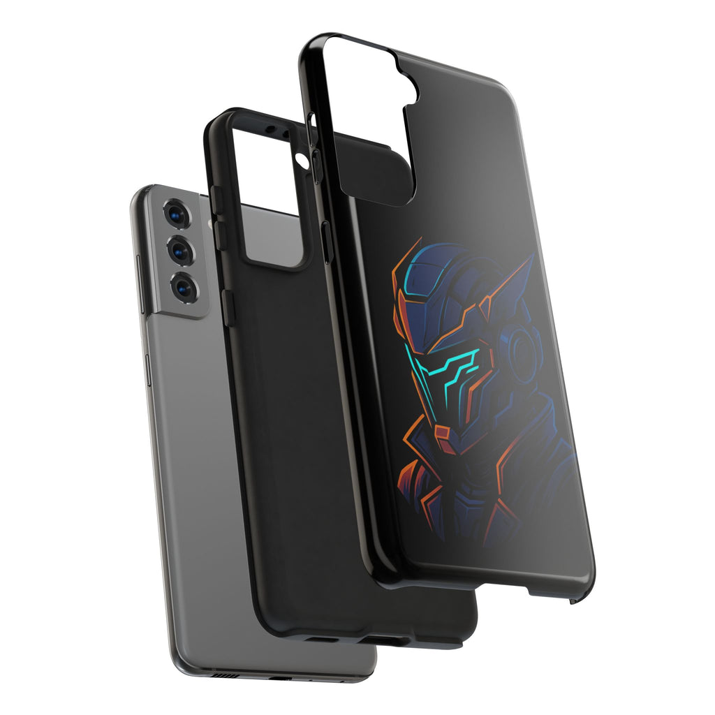 Cyberpunk Helmet iPhone Case – Futuristic Neon Tough Phone Cover