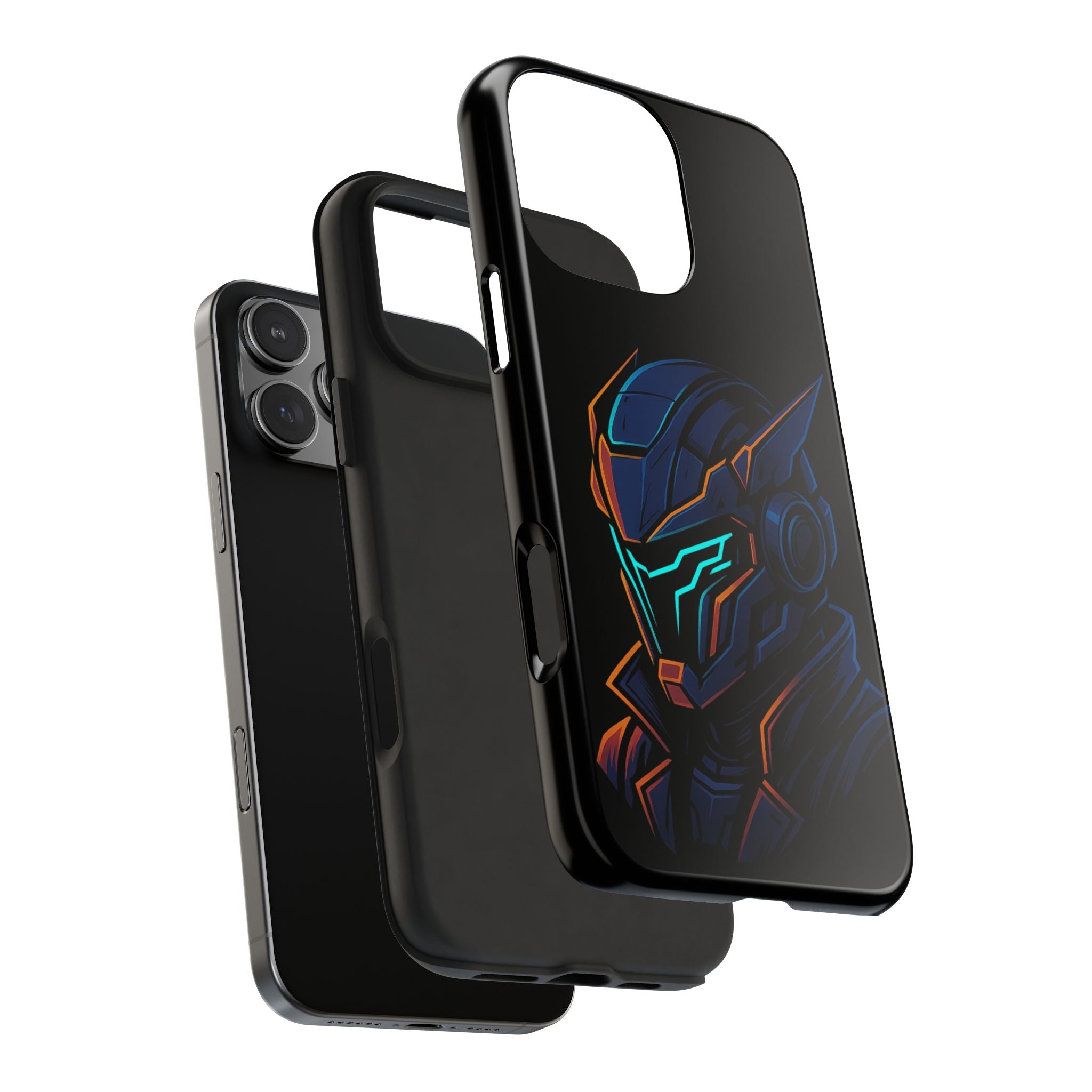 Cyberpunk Helmet iPhone Case – Futuristic Neon Tough Phone Cover