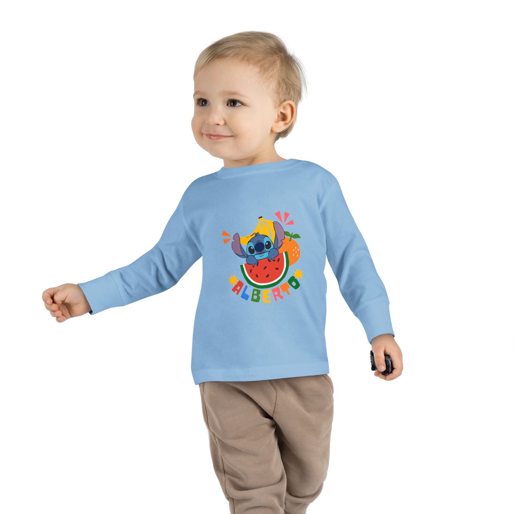 Stitch Fruit Splash Kids Tee – Personalized "ALBERTO" Shirt