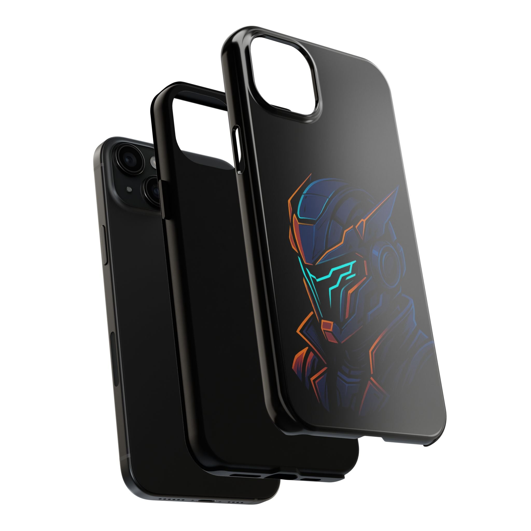 Cyberpunk Helmet iPhone Case – Futuristic Neon Tough Phone Cover