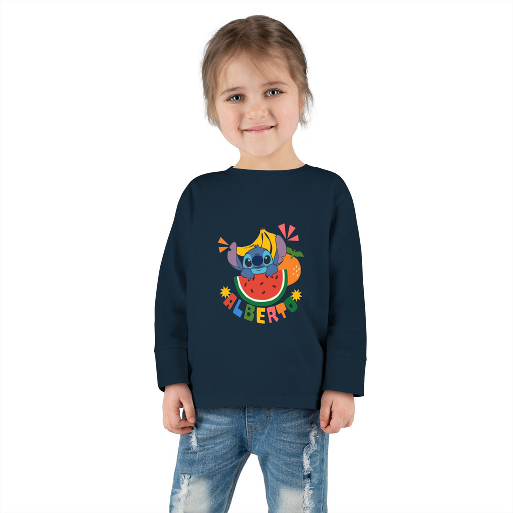 Stitch Fruit Splash Kids Tee – Personalized "ALBERTO" Shirt