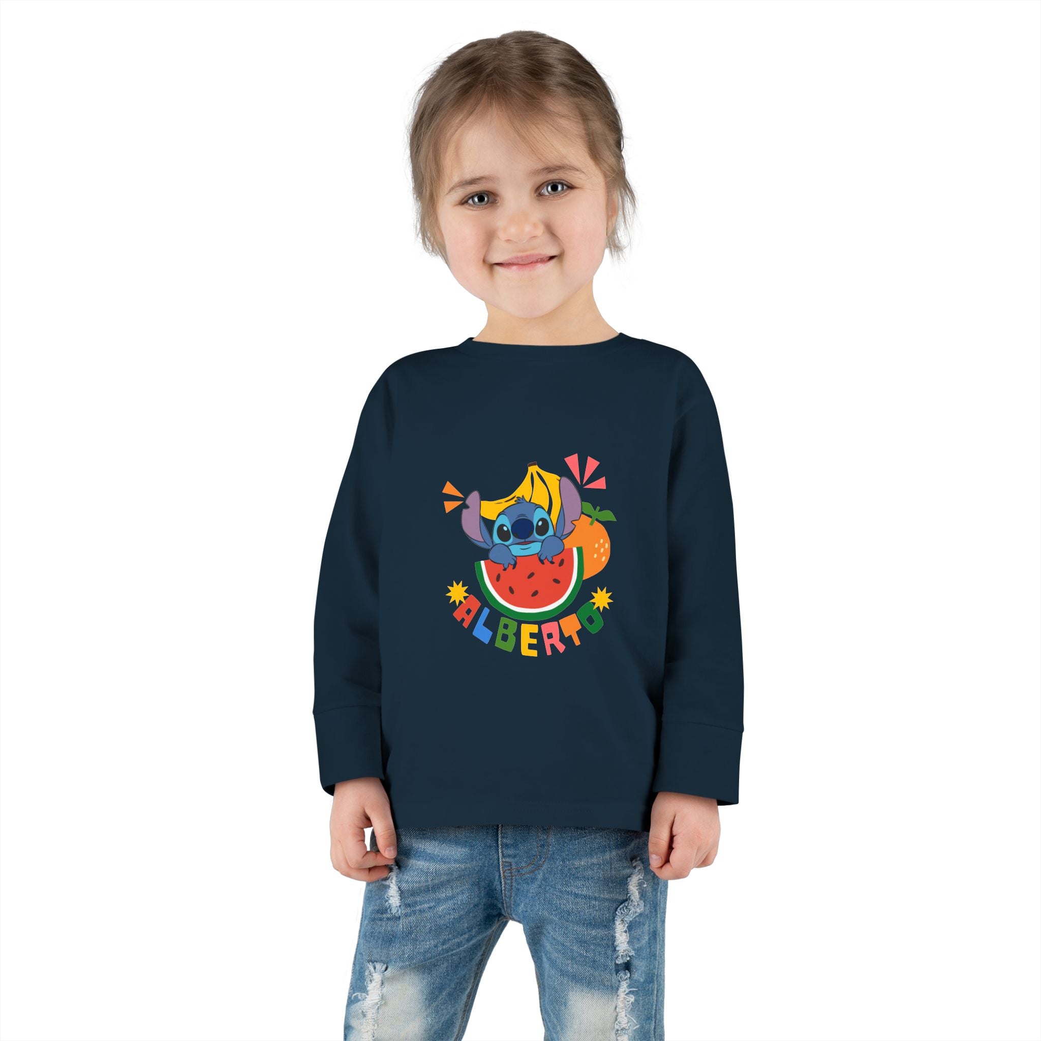 Stitch Fruit Splash Kids Tee – Personalized "ALBERTO" Shirt