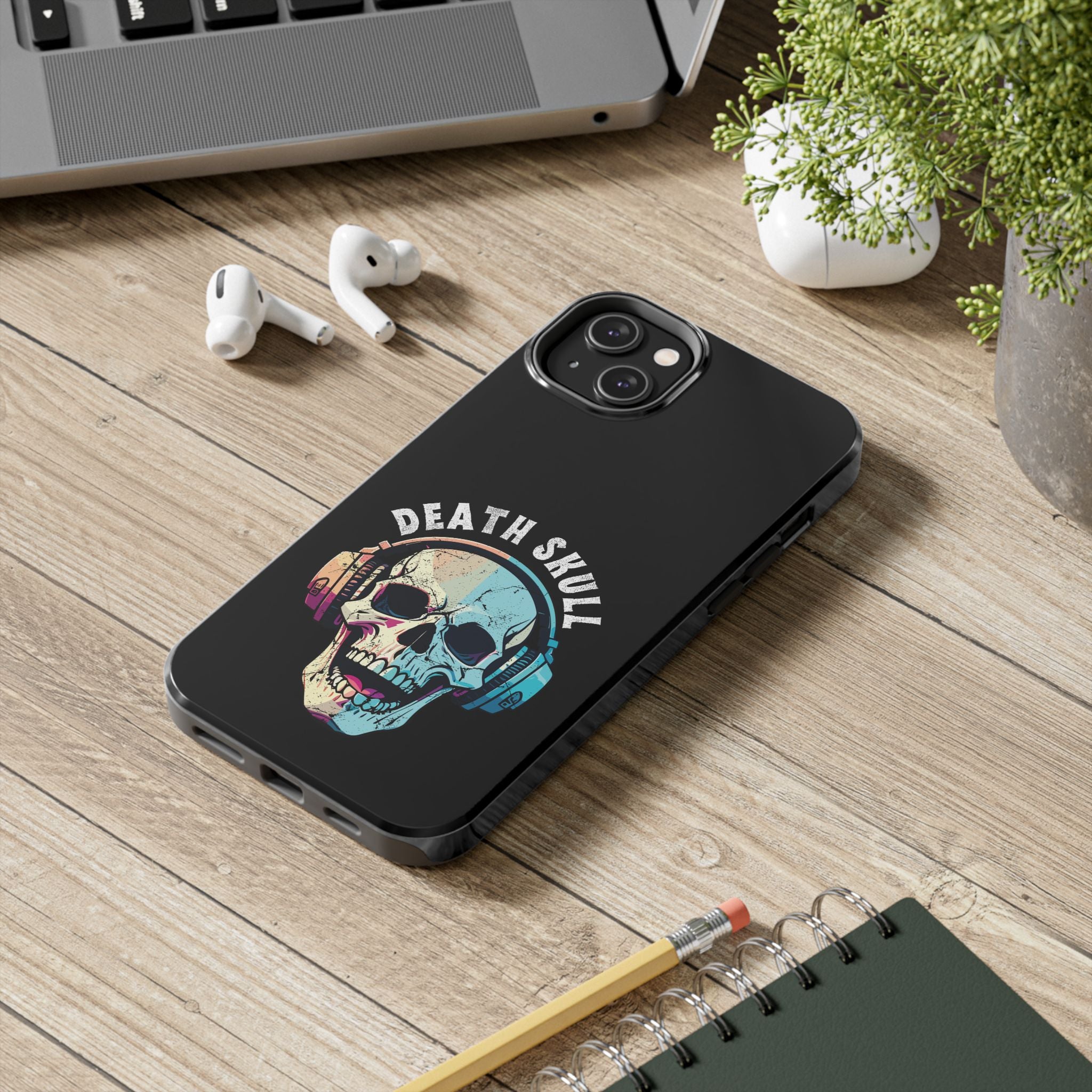 Death Skull iPhone & Samsung Case – Skull Headphones Tough Phone Cover