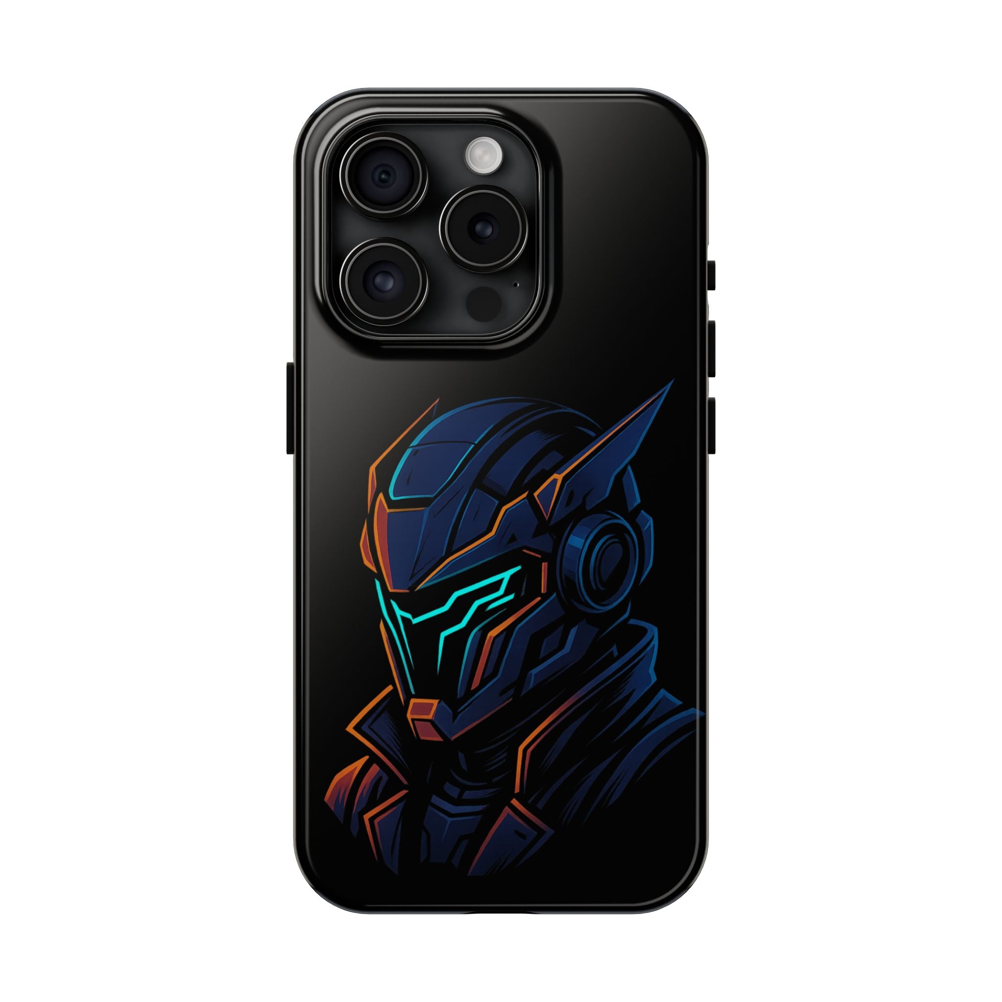 Cyberpunk Helmet iPhone Case – Futuristic Neon Tough Phone Cover