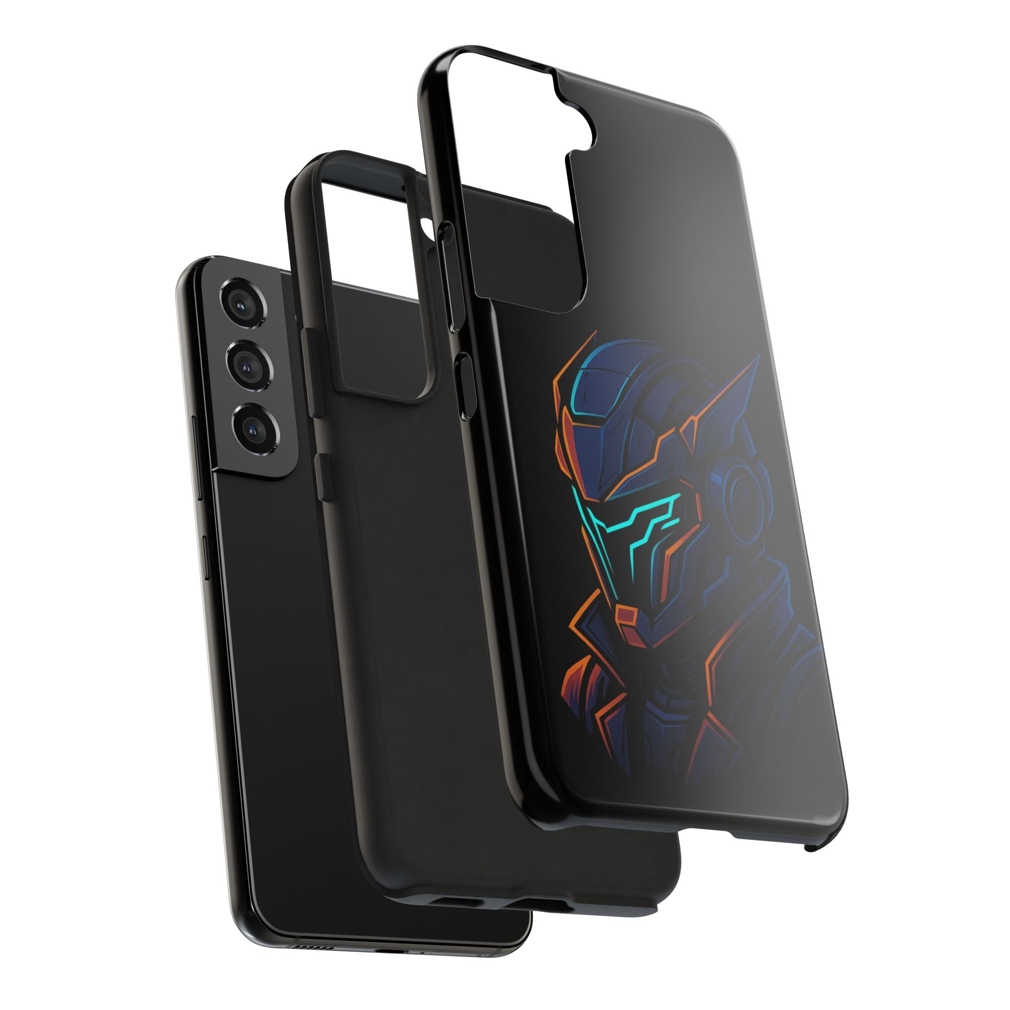 Cyberpunk Helmet iPhone Case – Futuristic Neon Tough Phone Cover