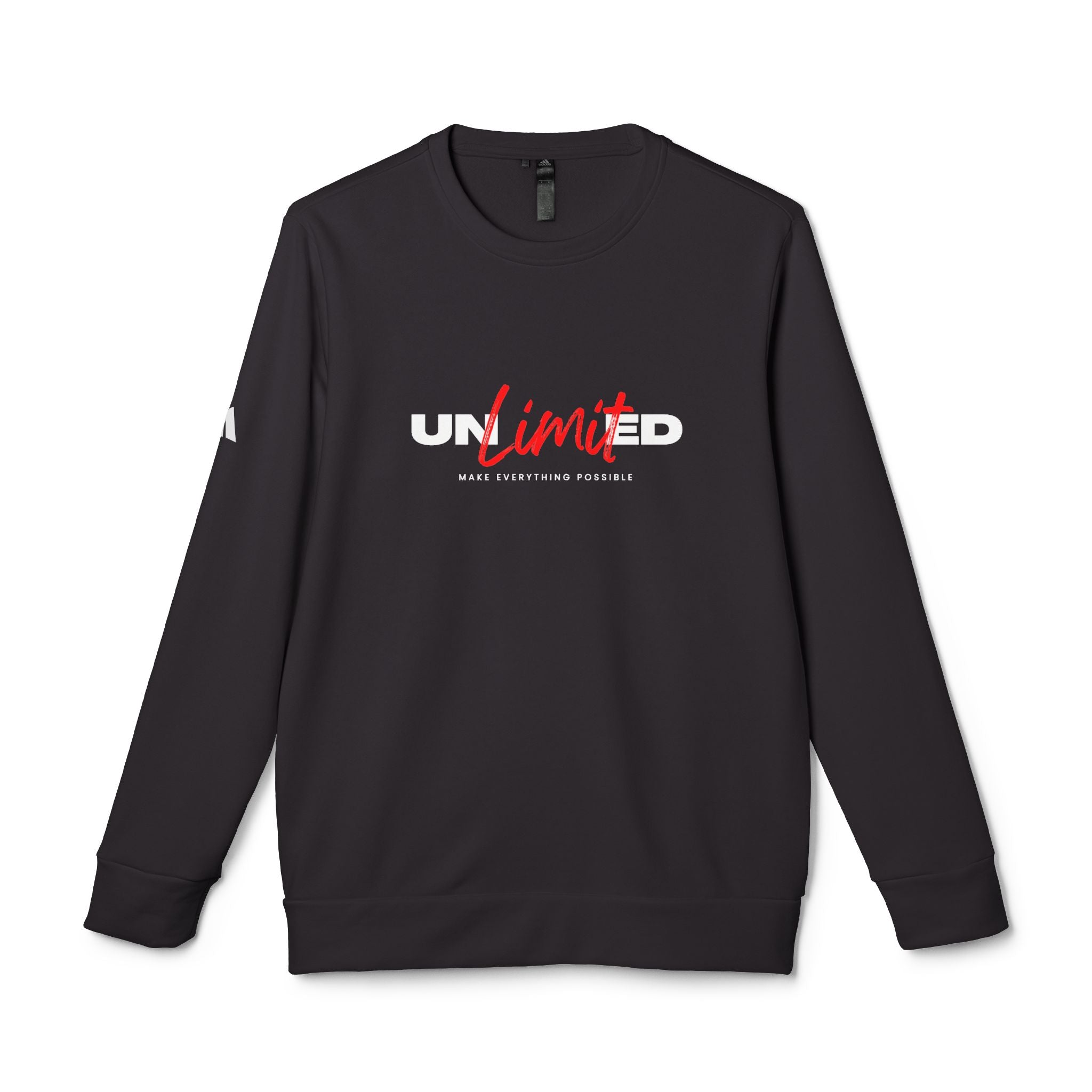 Copy of Unlimited Crewneck Sweatshirt — Bold Red Script Motivational Graphic Male
