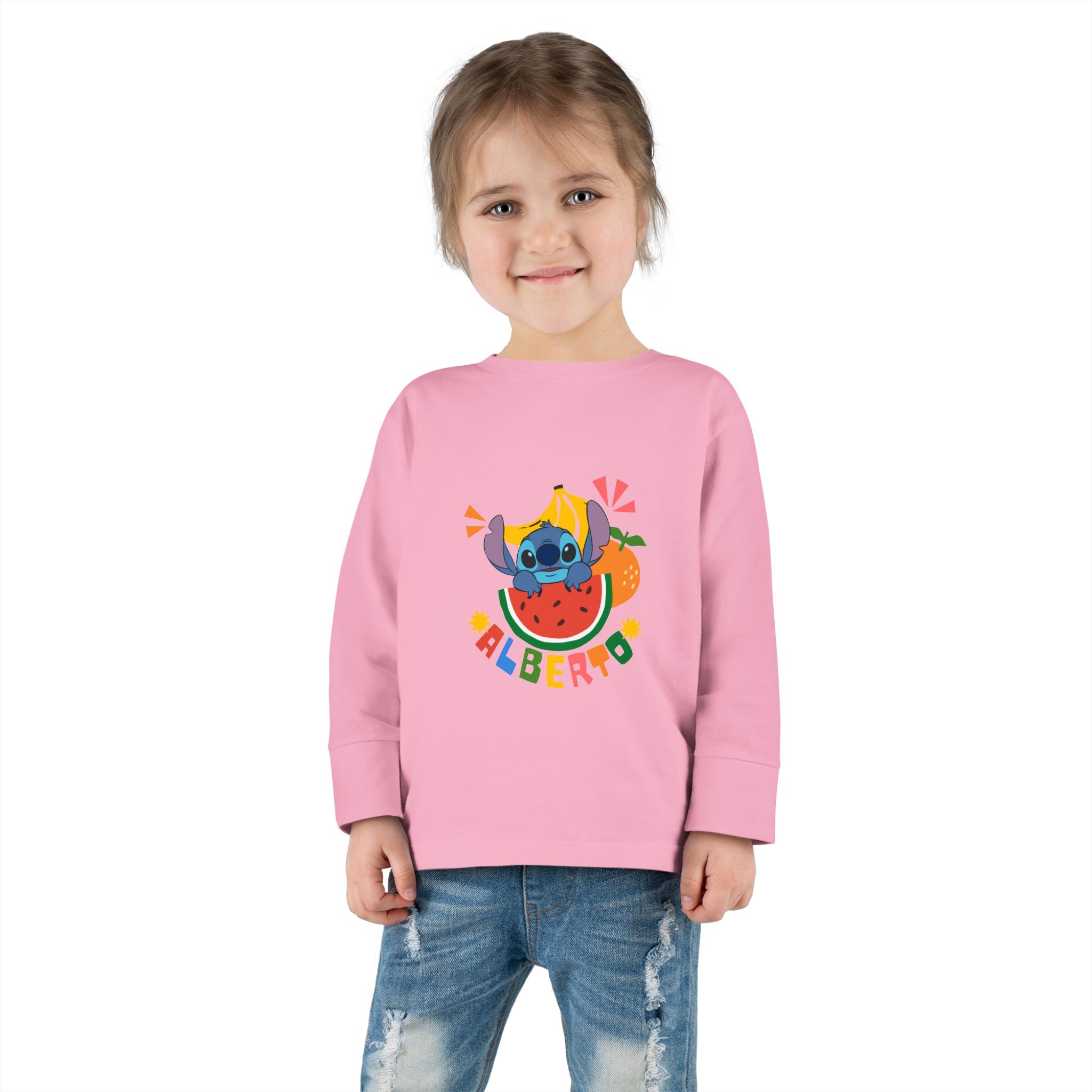 Stitch Fruit Splash Kids Tee – Personalized "ALBERTO" Shirt